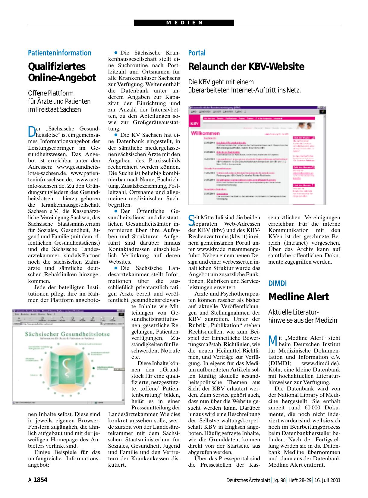 Vorschauseite 1: DIMDI: Medline Alert