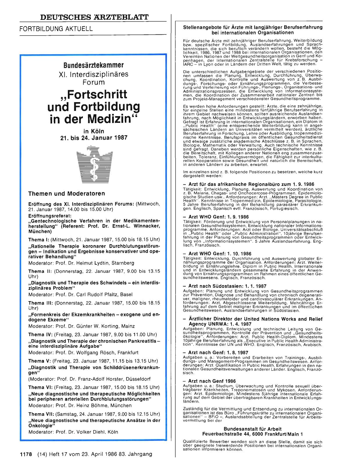 Vorschauseite 1: XI. Interdisziplinäres Forum: „Fortschritt und Fortbildung in der Medizin“