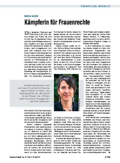 Vorschauseite 1: Monika Hauser: Kämpferin für Frauenrechte