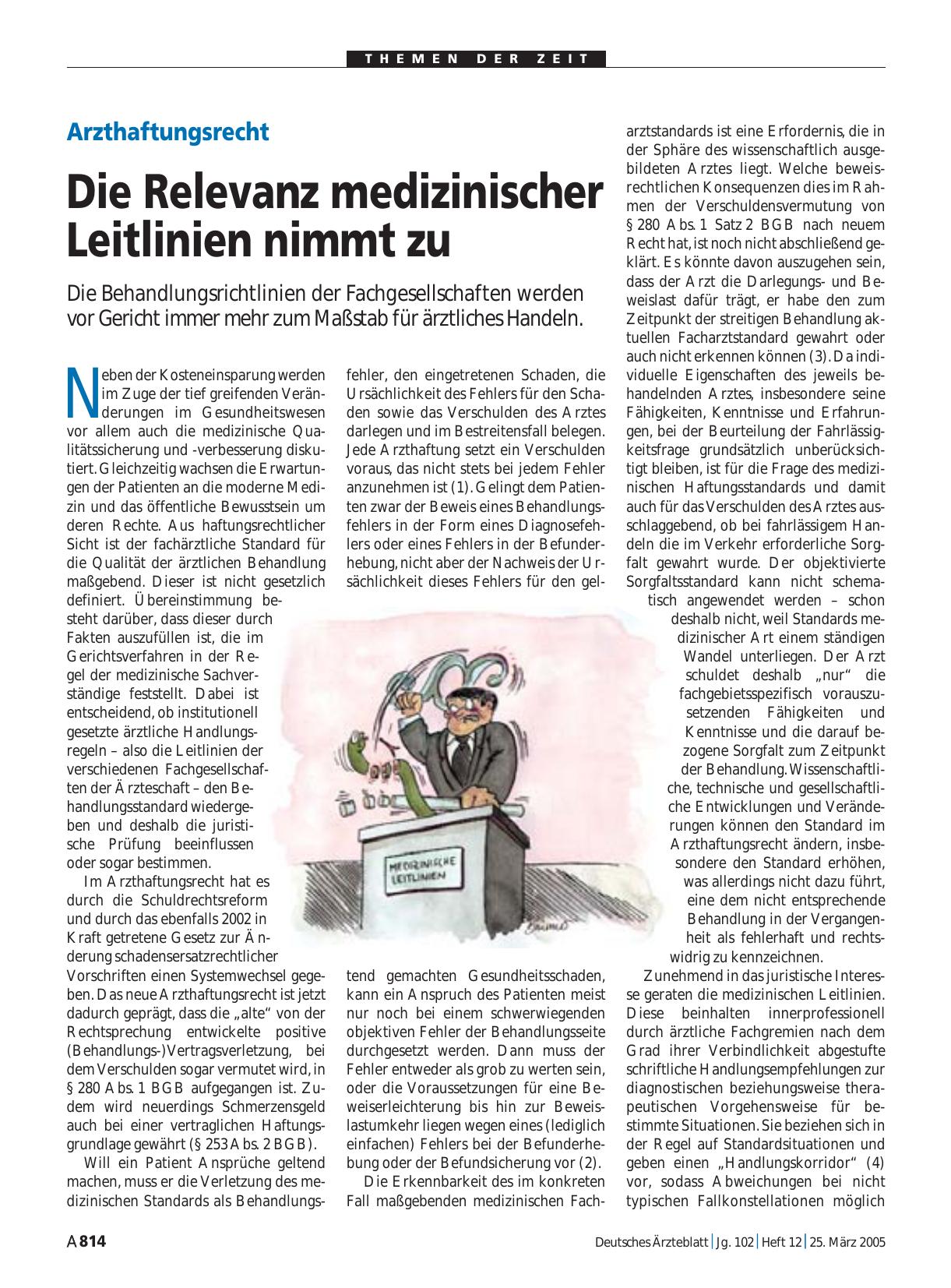 Vorschauseite 1: Arzthaftungsrecht: Die Relevanz medizinischer Leitlinien nimmt zu