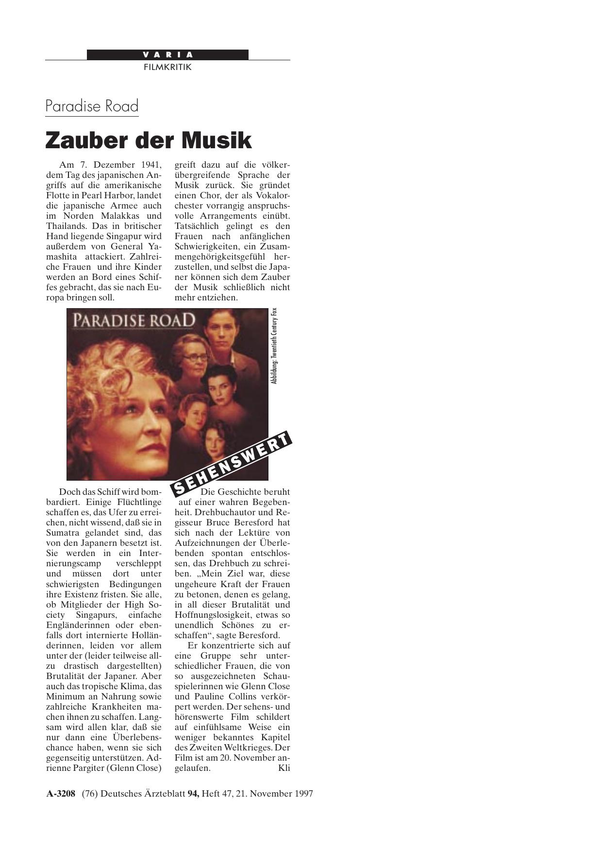 Vorschauseite 1: Paradise Road: Zauber der Musik
