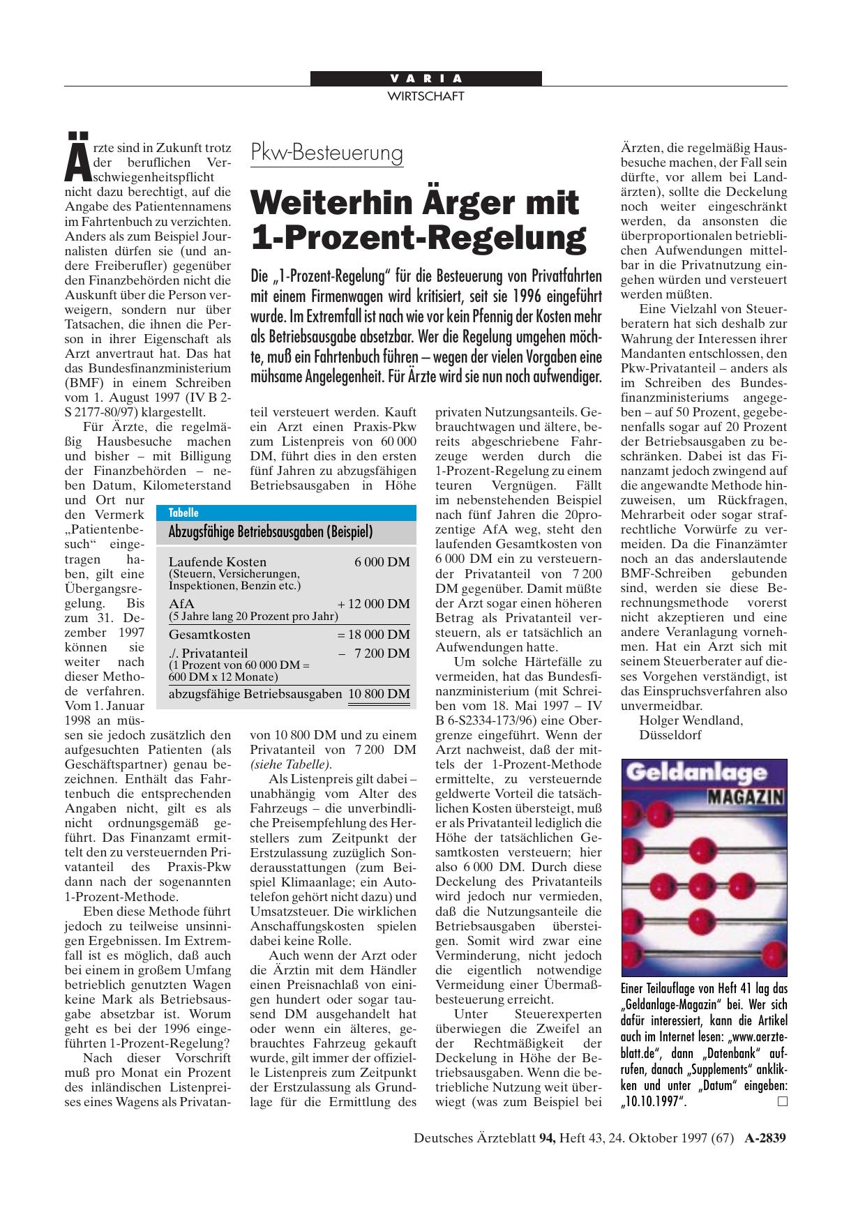 Vorschauseite 1: Pkw-Besteuerung: Weiterhin Ärger mit 1-Prozent-Regelung