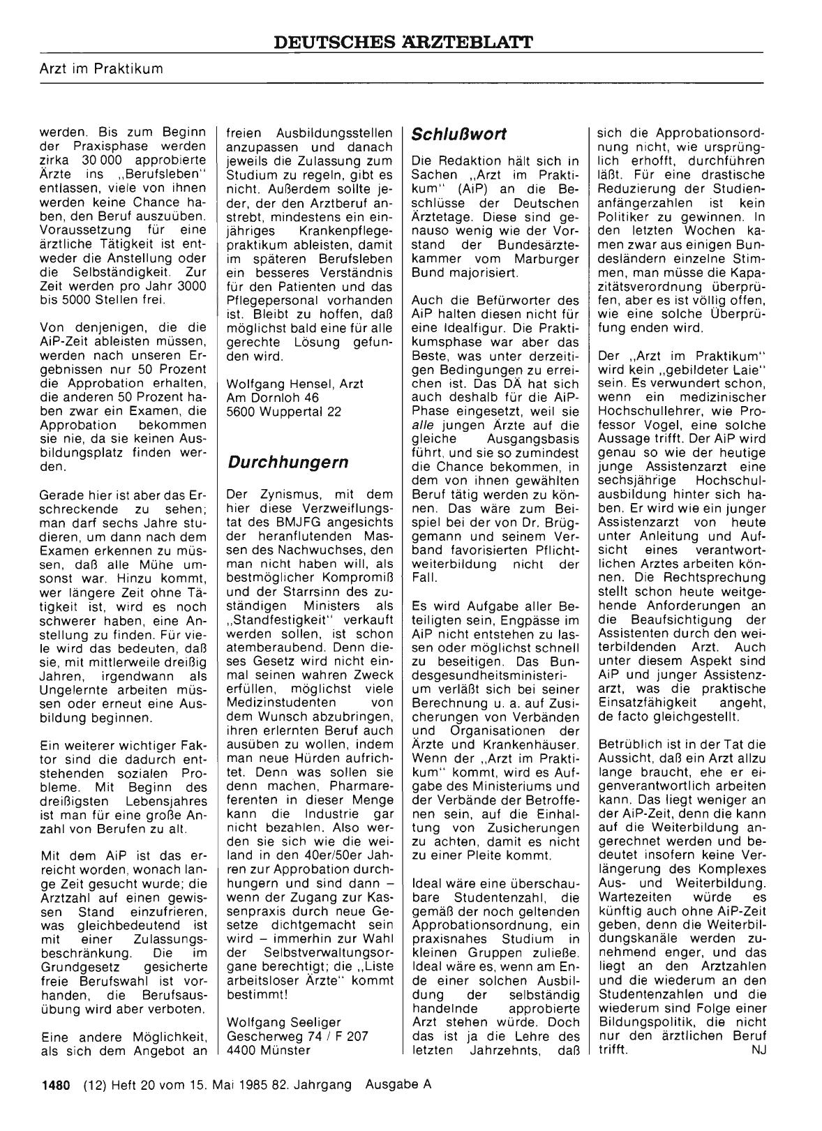 Vorschauseite 1: Der Arzt im Praktikum kommt (bald): Schlußwort