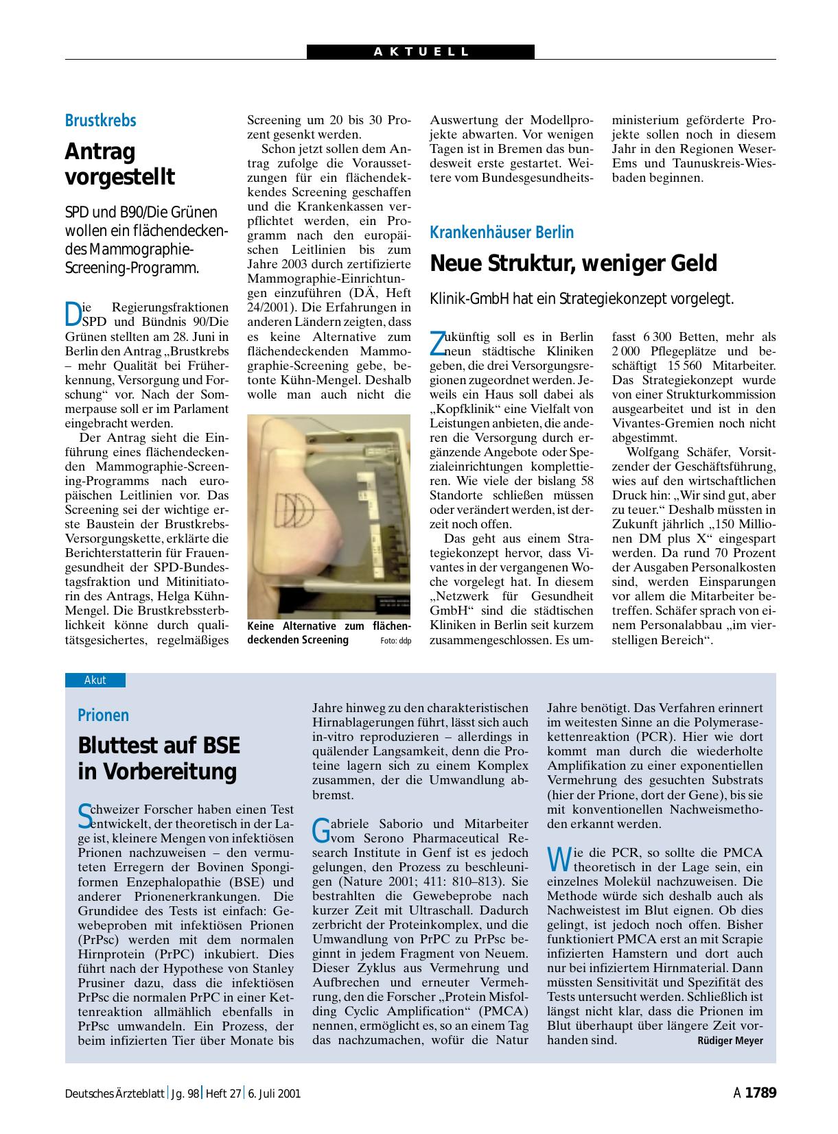 Vorschauseite 1: Brustkrebs: Antrag vorgestellt