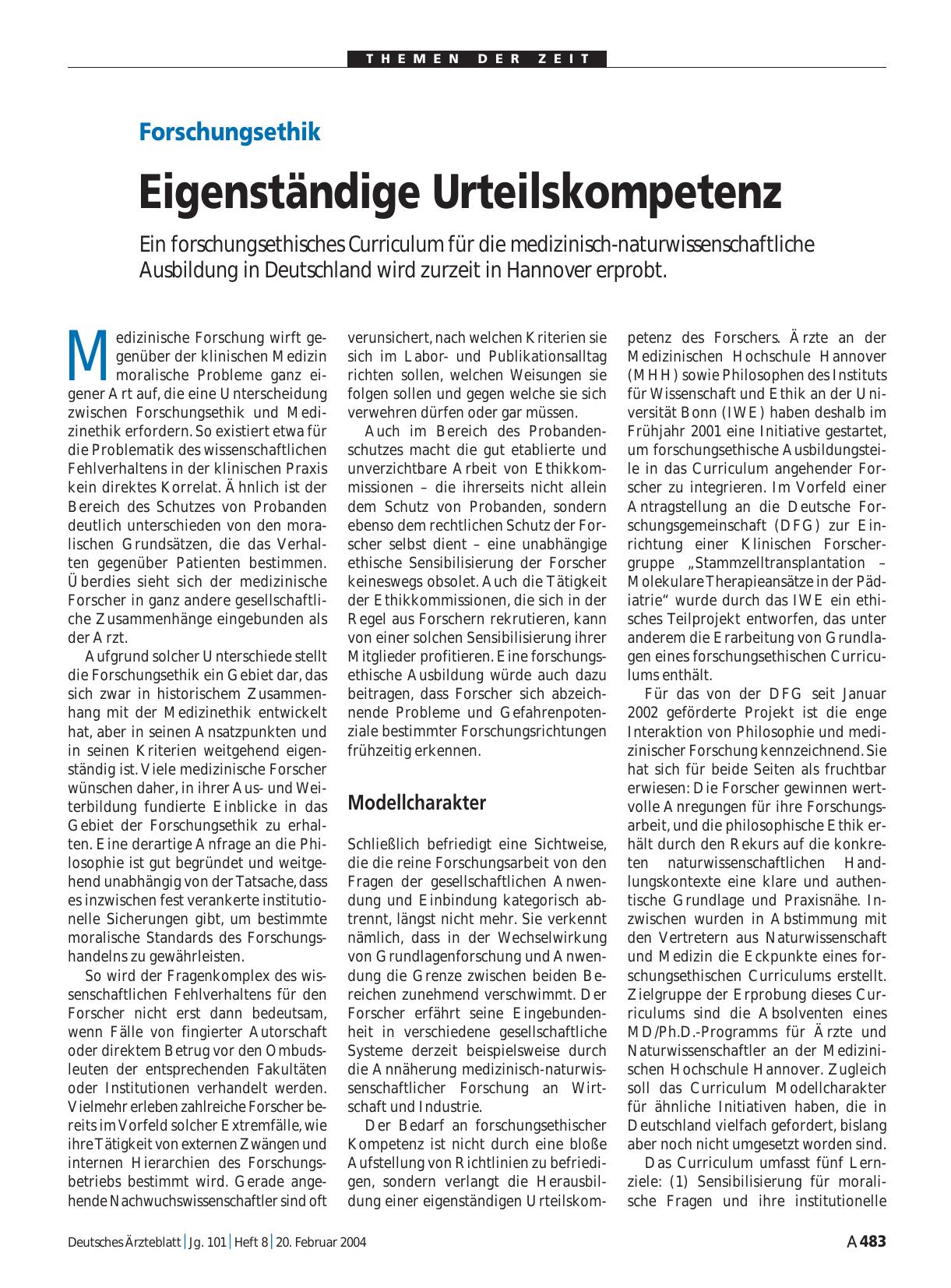 Vorschauseite 1: Forschungsethik: Eigenständige Urteilskompetenz