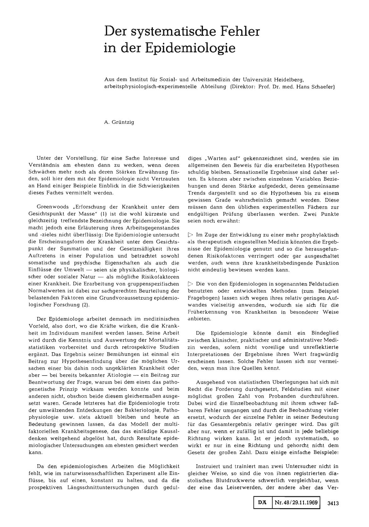 Vorschauseite 1: Der systematische Fehler in der Epidemiologie