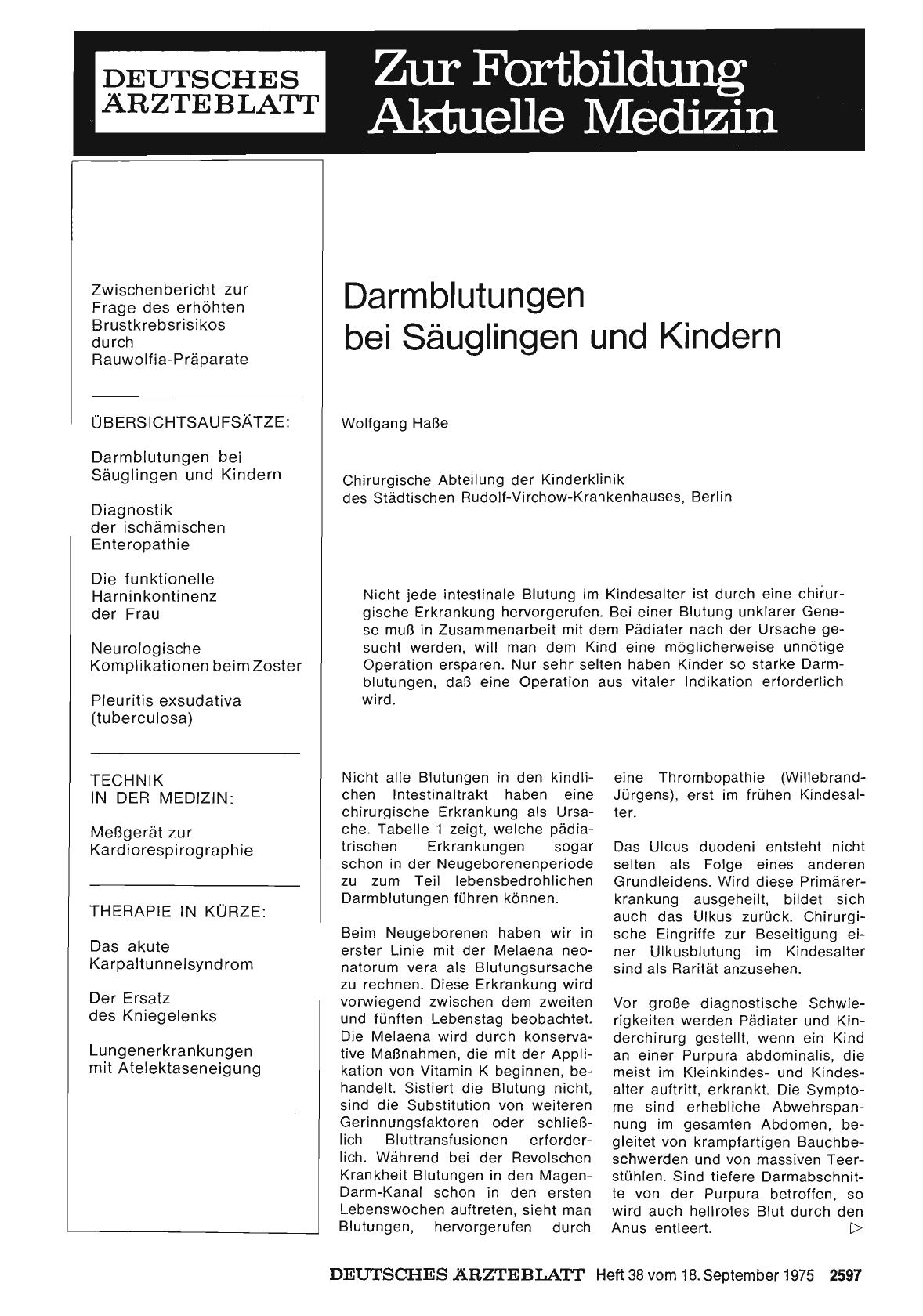 Vorschauseite 1: Darmblutungen bei Säuglingen und Kindern