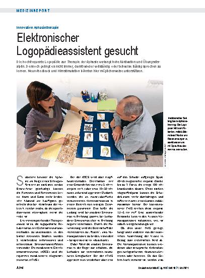 Vorschauseite 1: Innovative Aphasietherapie: Elektronischer Logopädieassistent gesucht