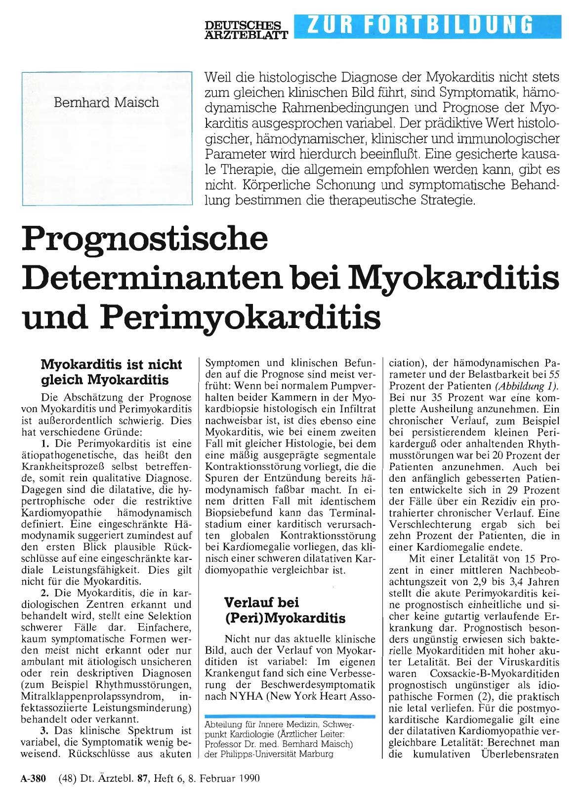 Vorschauseite 1: Prognostische Determinanten bei Myokarditis und Perimyokarditis