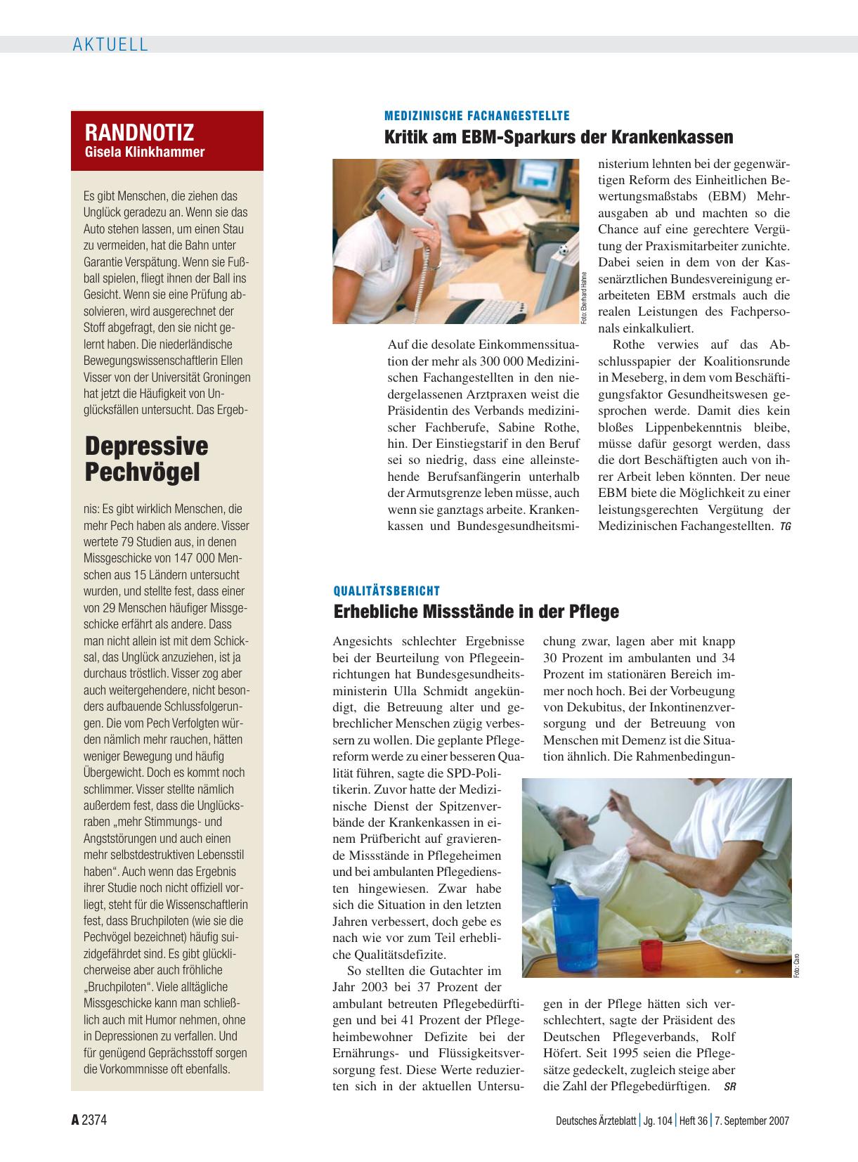 Vorschauseite 1: RANDNOTIZ: Depressive Pechvögel