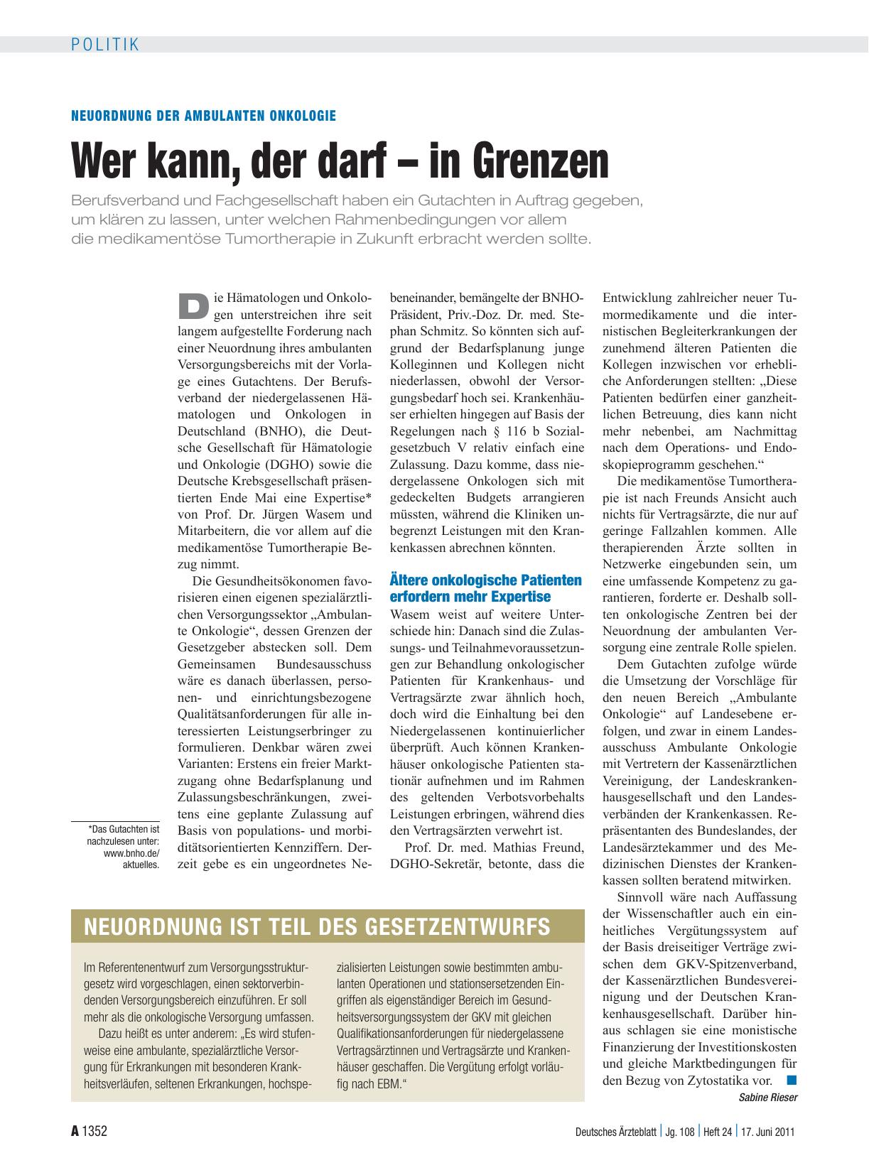Vorschauseite 1: Neuordnung der ambulanten Onkologie: Wer kann, der darf – in Grenzen