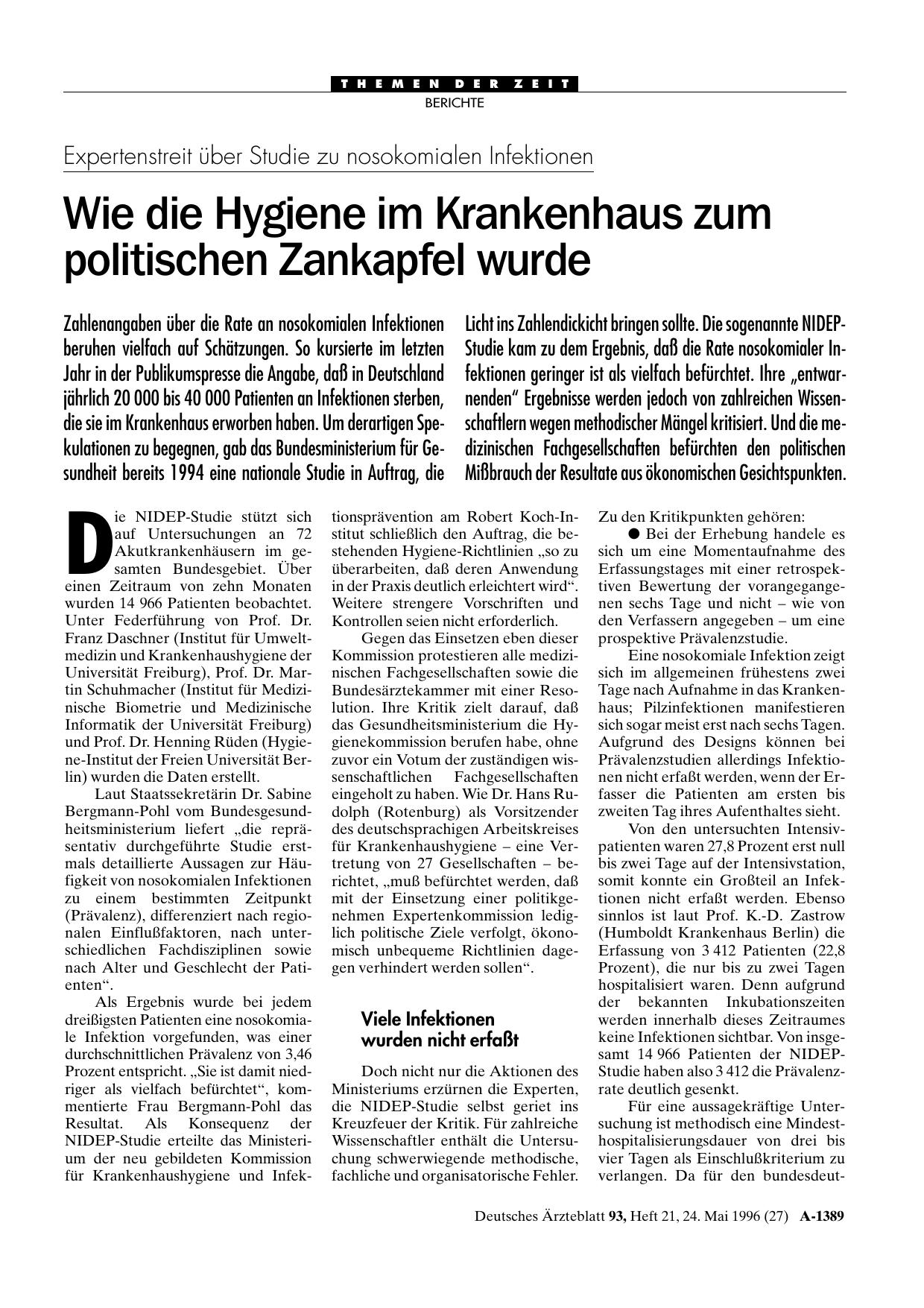 Vorschauseite 1: Einzelne Ergebnisse der NIDEP-Studie