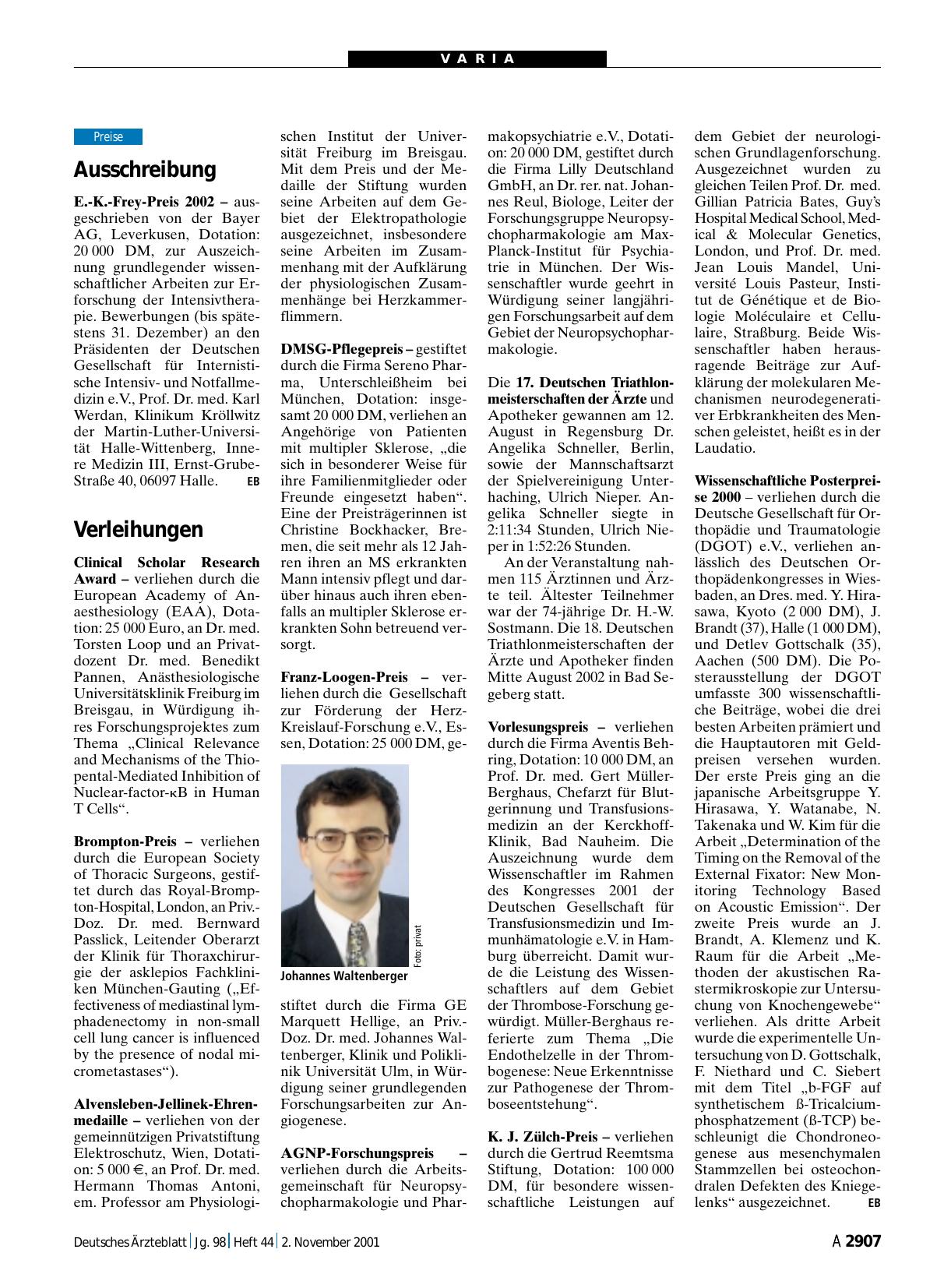 Vorschauseite 1: Verleihungen