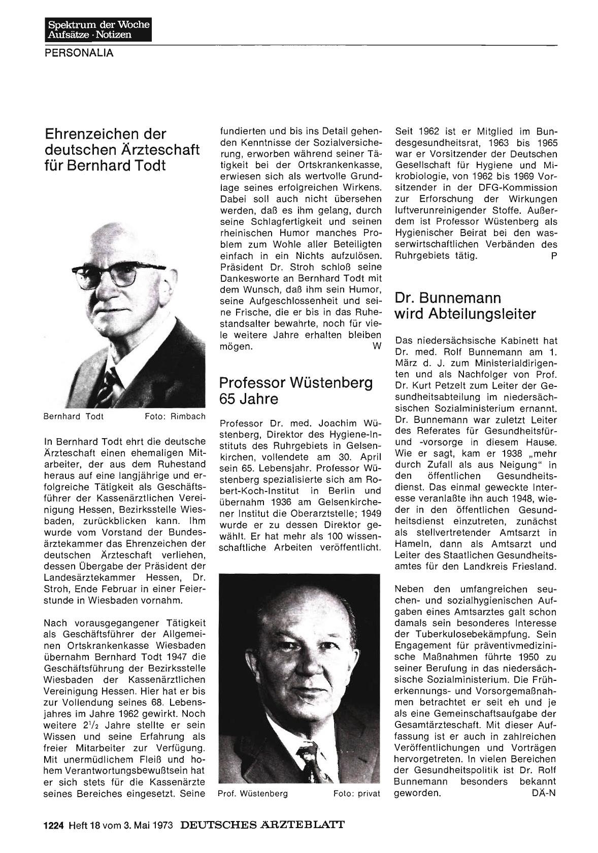 Vorschauseite 1: Dr. Bunnemann wird Abteilungsleiter
