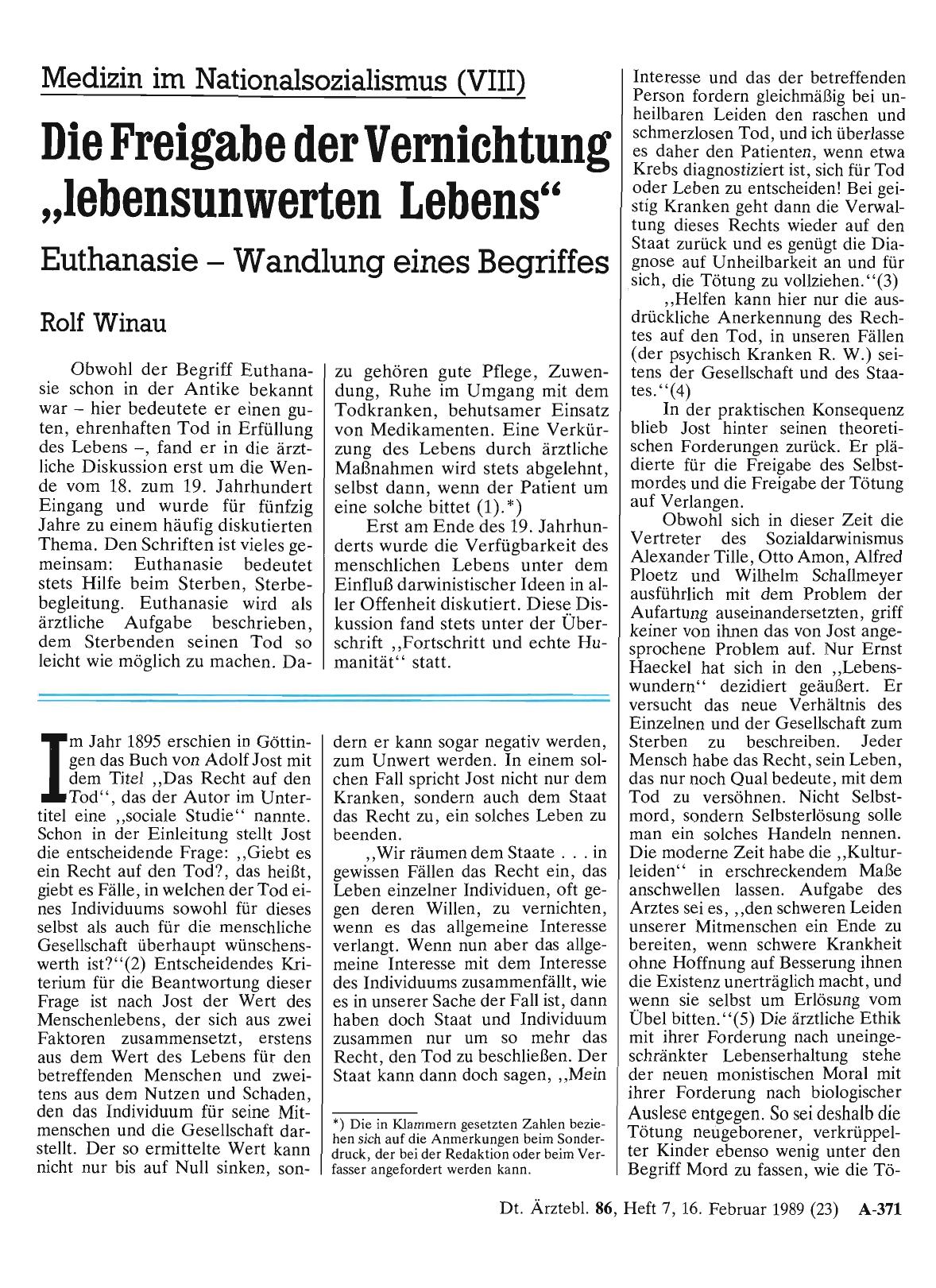 Vorschauseite 1: Die Freigabe der Vernichtung „lebensunwerten Lebens“