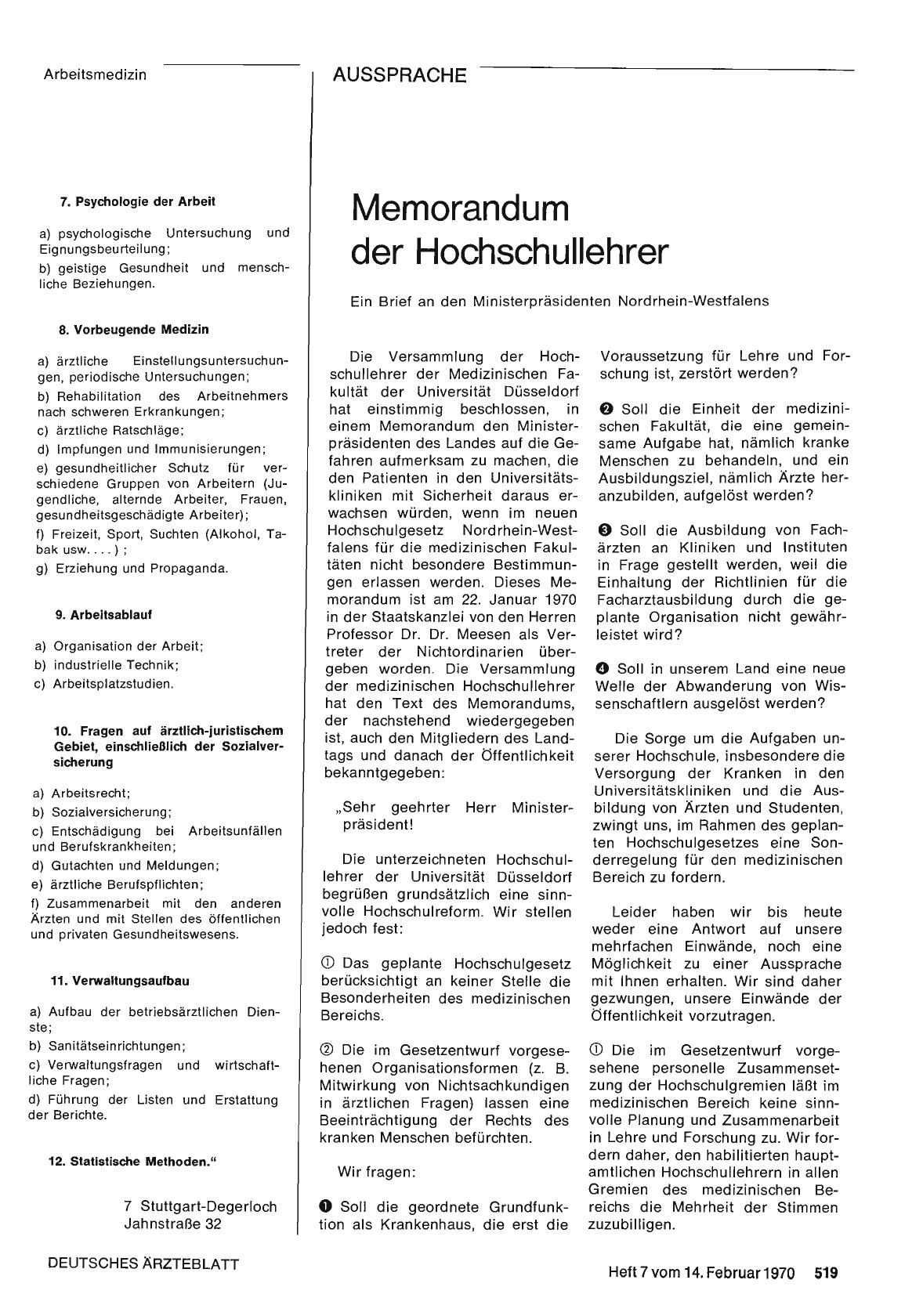 Vorschauseite 1: Memorandum der Hochschullehrer