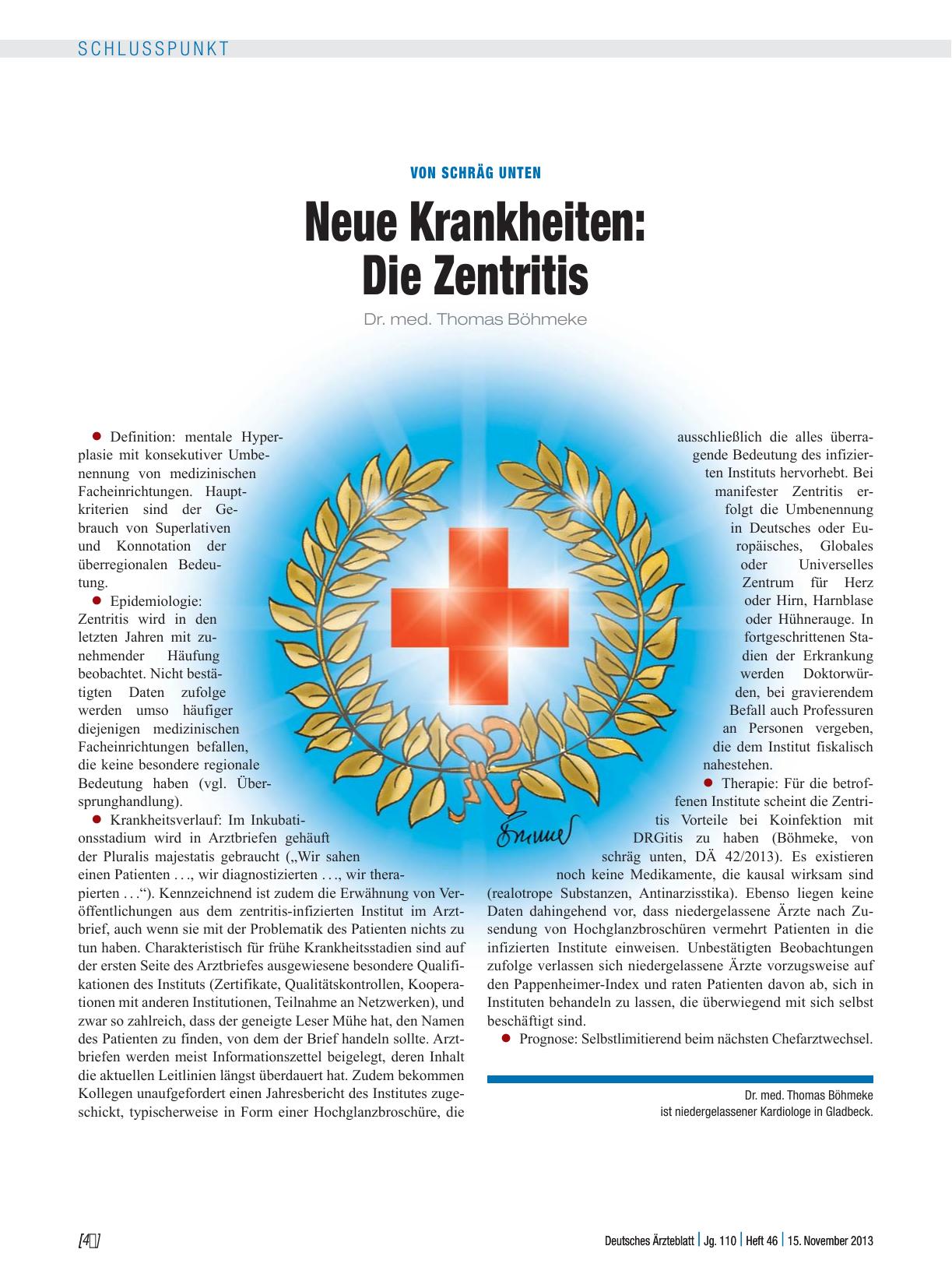 Vorschauseite 1: Von schräg unten: Neue Krankheiten: Die Zentritis