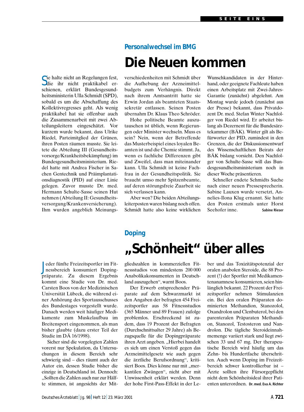 Vorschauseite 1: Doping: „Schönheit“ über alles