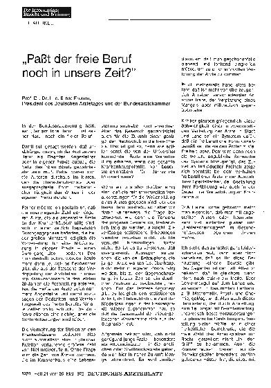 Vorschauseite 1: "Paßt der freie Beruf noch in unsere Zeit? "