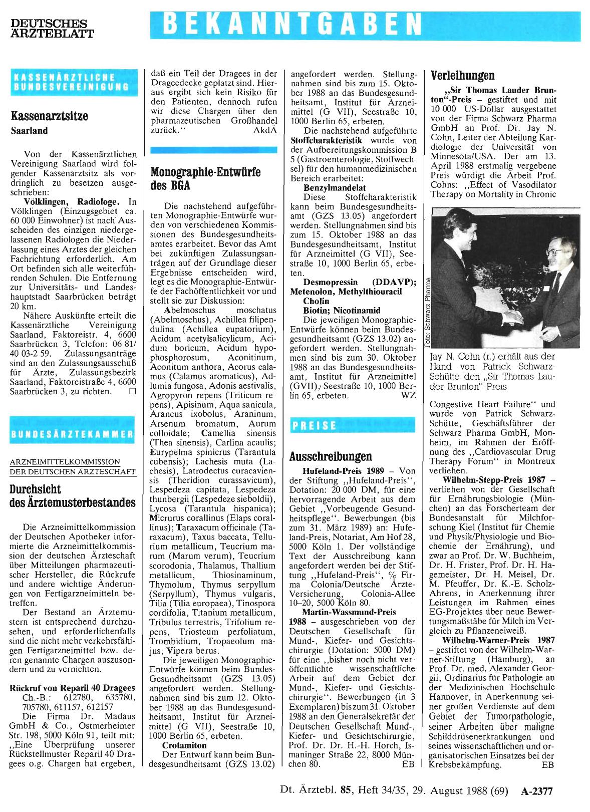 Vorschauseite 1: Monographie-Entwürfe des BGA