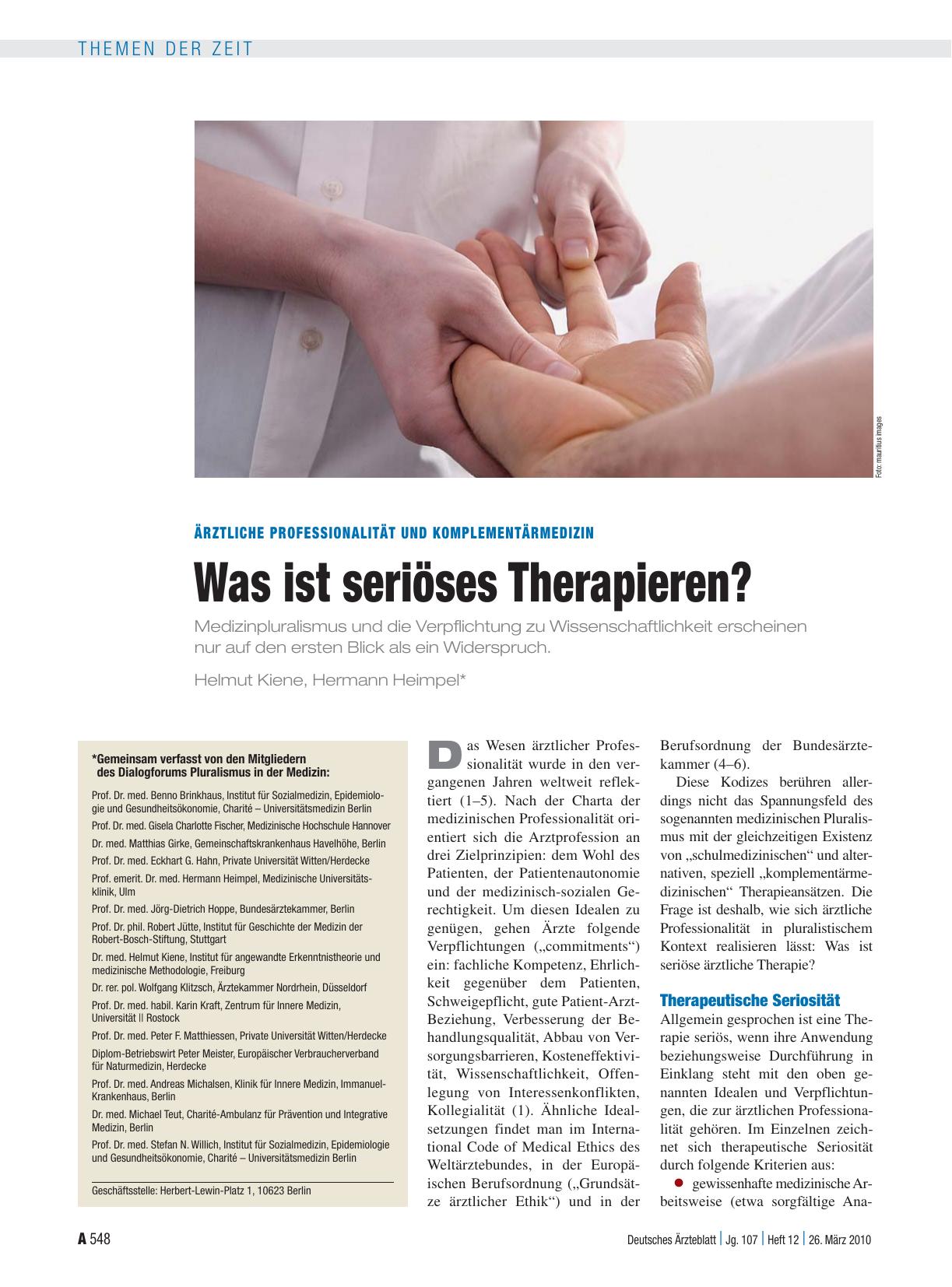 Vorschauseite 1: Ärztliche Professionalität und Komplementärmedizin: Was ist seriöses Therapieren?
