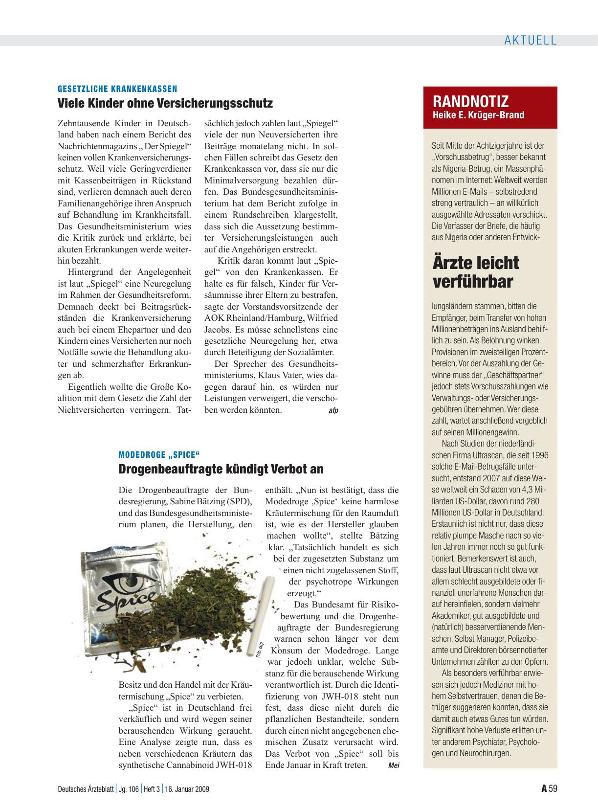 Vorschauseite 1: Modedroge „Spice“: Drogenbeauftragte kündigt Verbot an