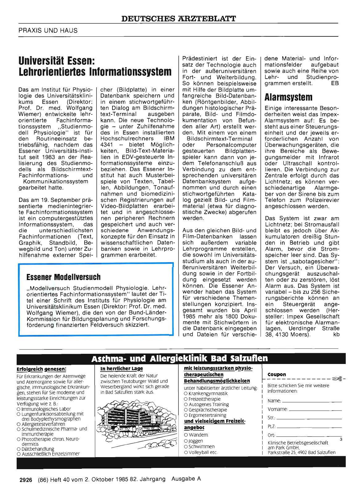 Vorschauseite 1: Universität Essen: Lehrorientiertes Informationssystem