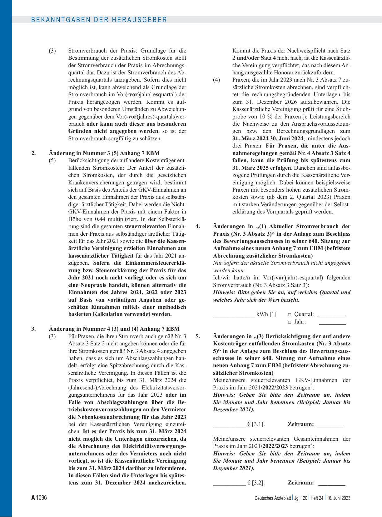 Vorschauseite 2: Beschluss des Bewertungsausschusses nach § 87 Abs. 1 Satz 1 SGB V in seiner 646. Sitzung (schriftliche Beschlussfassung) zur Änderung des Einheitlichen Bewertungsmaßstabes (EBM)
