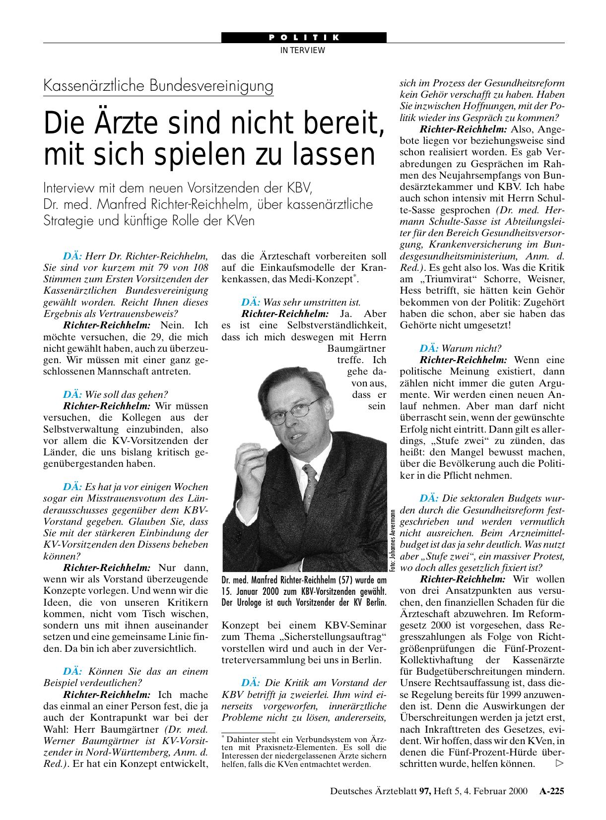 Vorschauseite 1: Kassenärztliche Bundesvereinigung: Die Ärzte sind nicht bereit, mit sich spielen zu lassen