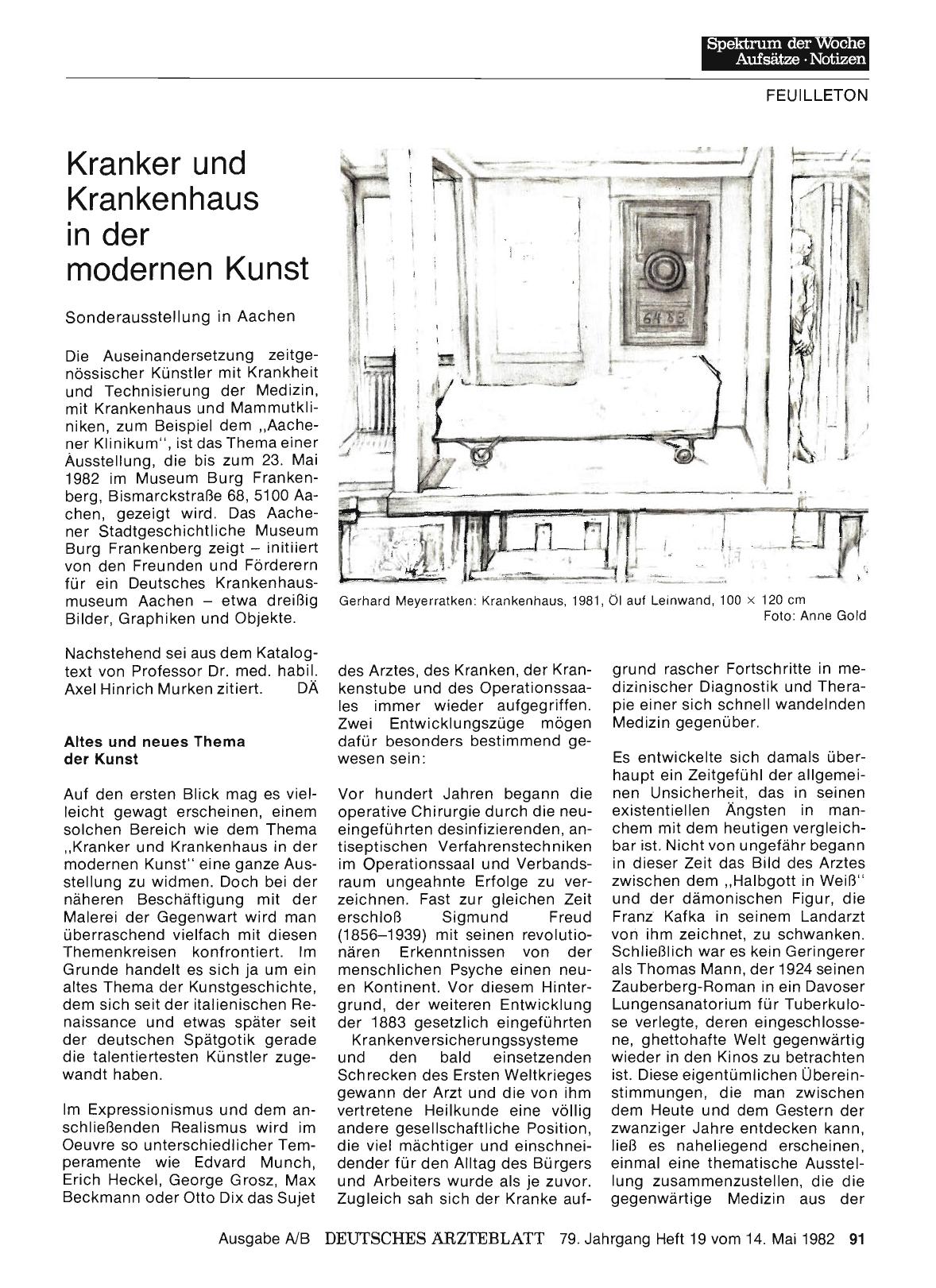 Vorschauseite 1: Kranker und Krankenhaus in der modernen Kunst