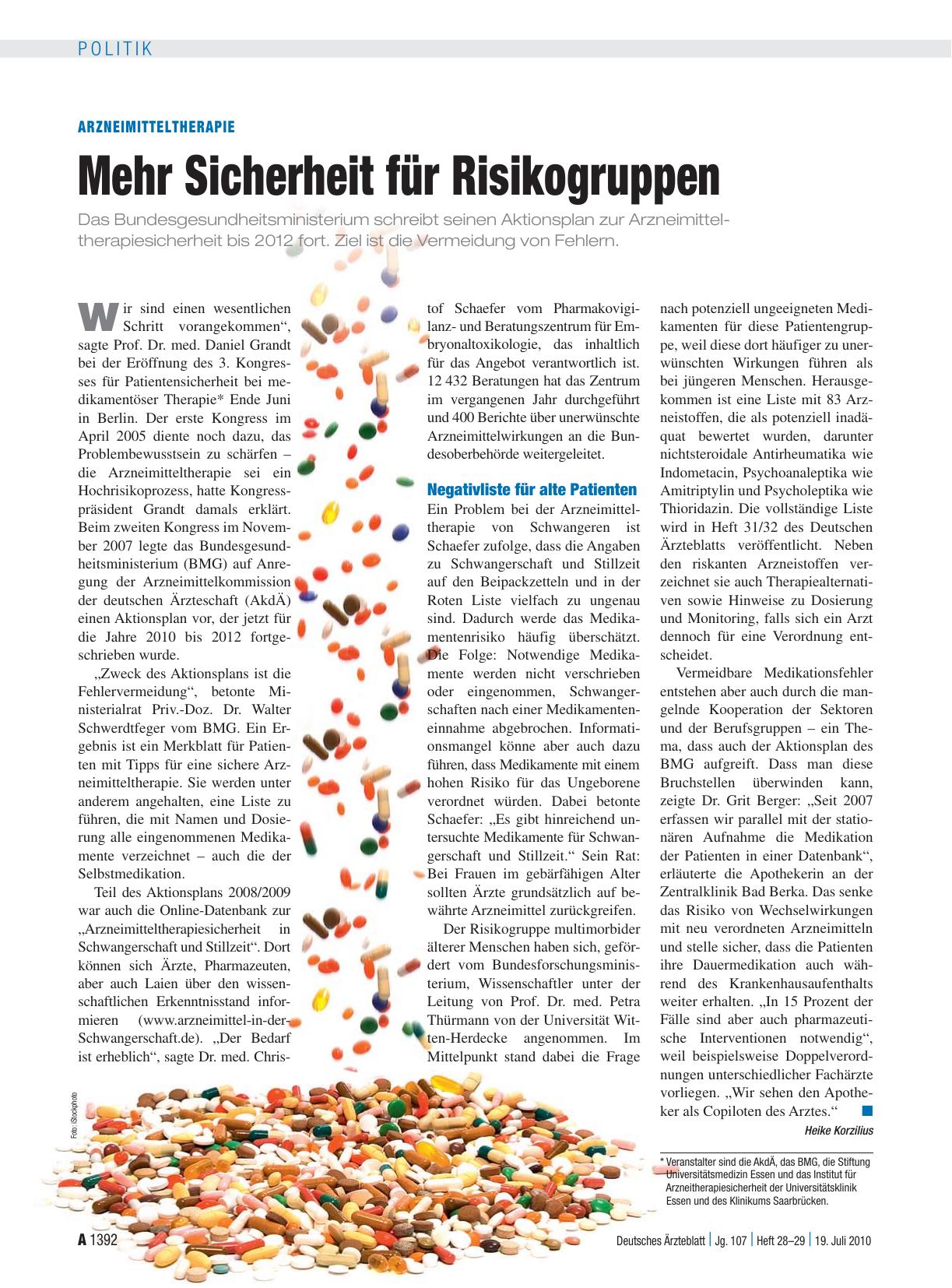 Vorschauseite 1: Arzneimitteltherapie: Mehr Sicherheit für Risikogruppen