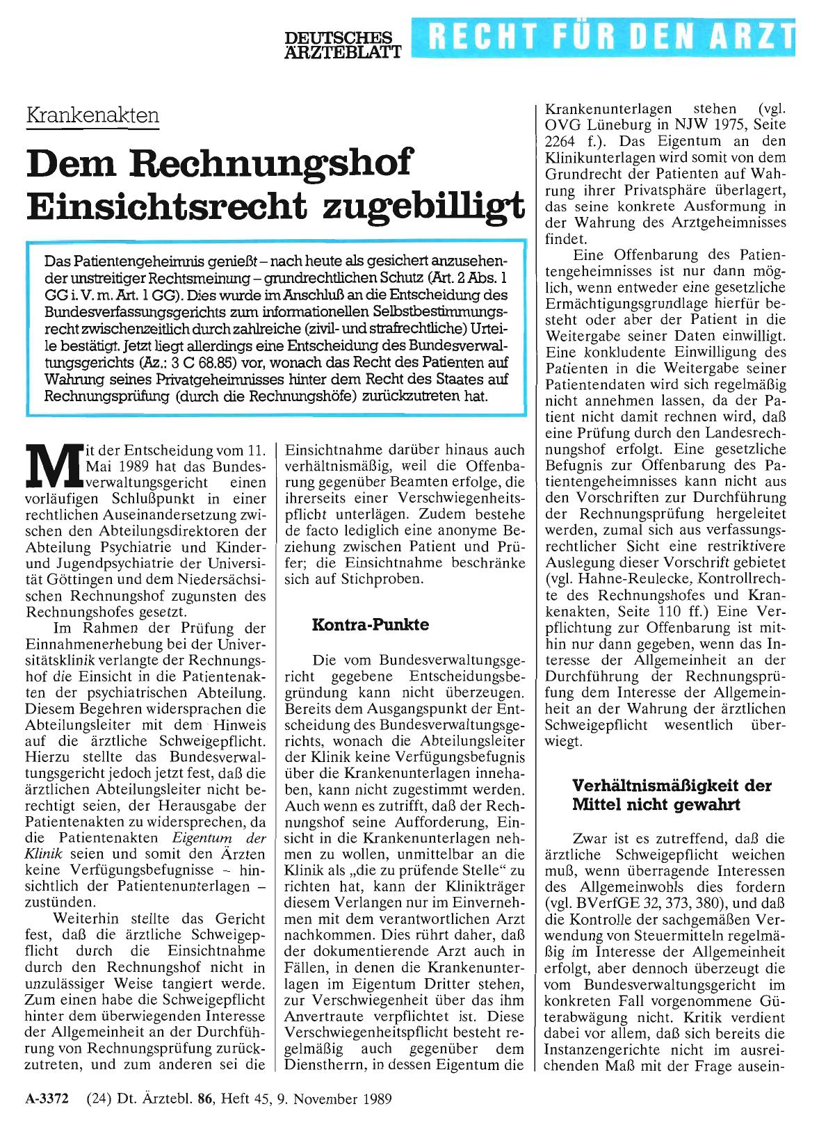 Vorschauseite 1: Krankenakten: Dem Rechnungshof Einsichtsrecht zugebilligt