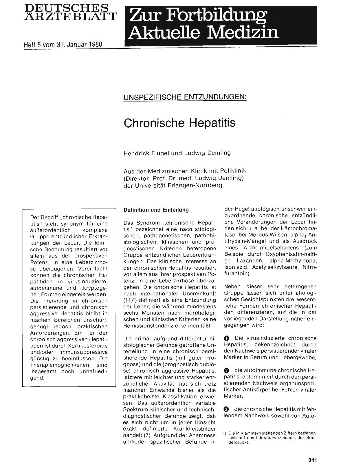 Vorschauseite 1: Unspezifische Entzündungen: Chronische Hepatitis