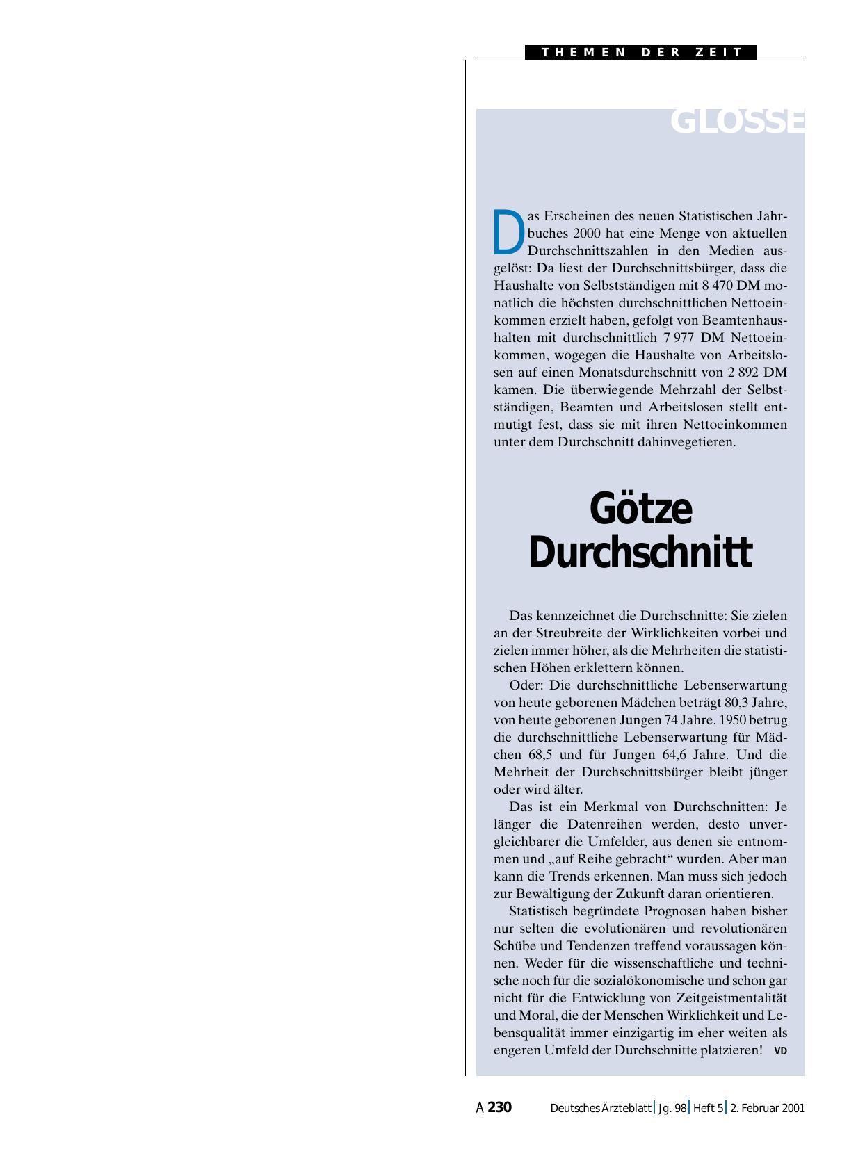 Vorschauseite 1: Götze: Durchschnitt