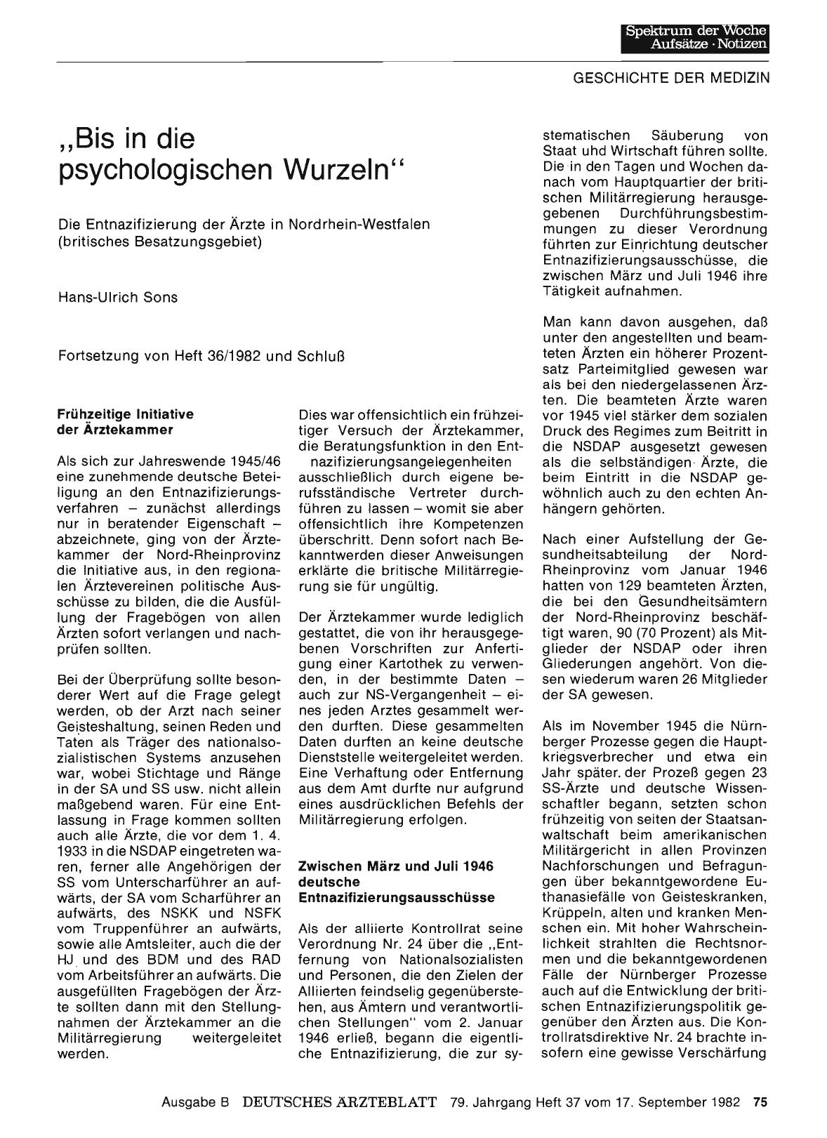 Vorschauseite 1: Bis in die psychologischen Wurzeln”: Die Entnazifizierung der Ärzte in Nordrhein-Westfalen (britisches Besatzungsgebiet