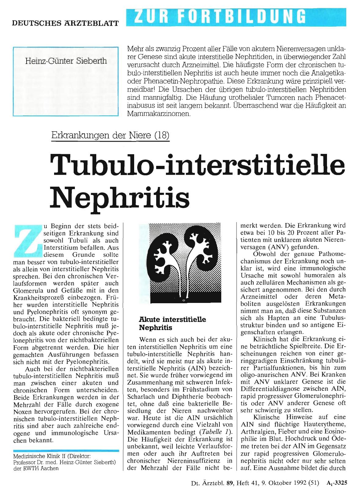 Vorschauseite 1: Erkrankungen der Niere (18): Tubulo-interstitielle Nephritis