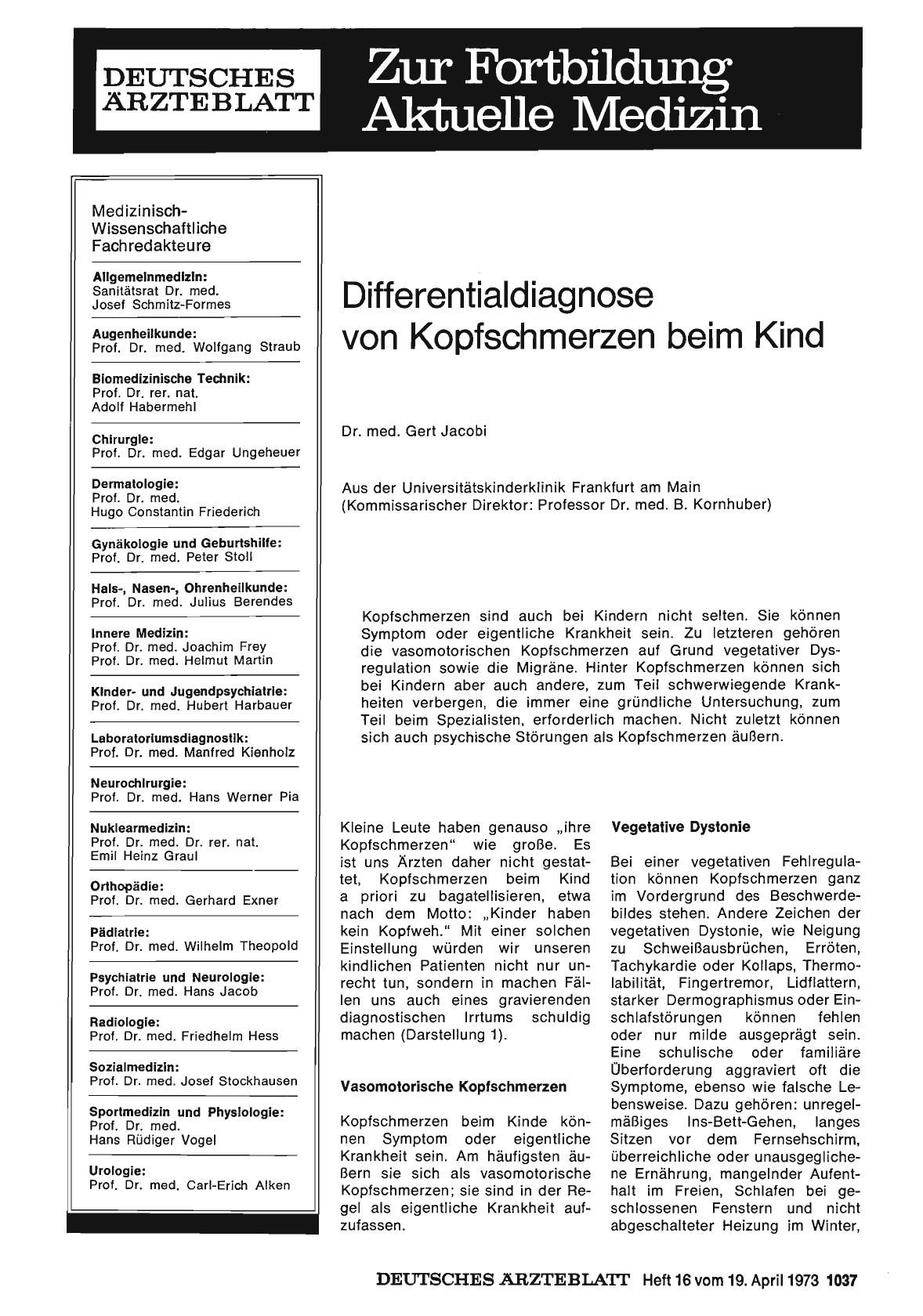 Vorschauseite 1: Differentialdiagnose von Kopfschmerzen beim Kind
