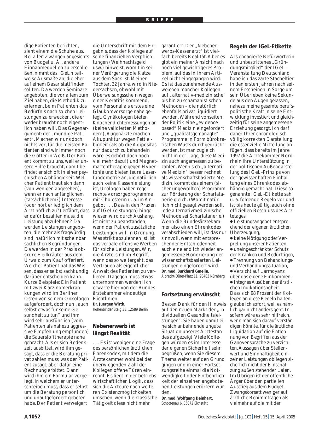 Vorschauseite 1: IGeLn: Nebenerwerb ist längst Realität