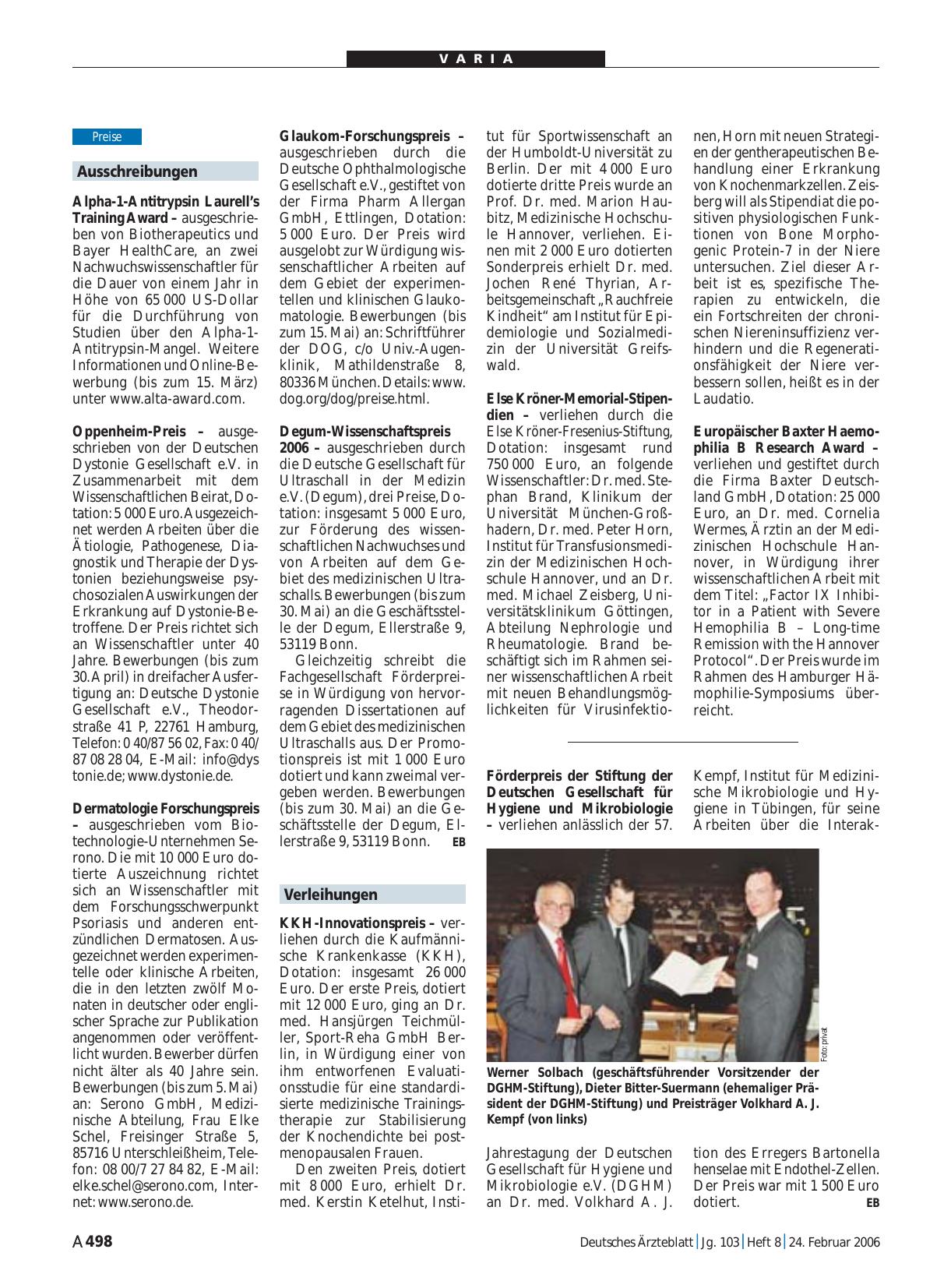 Vorschauseite 1: Ausschreibungen