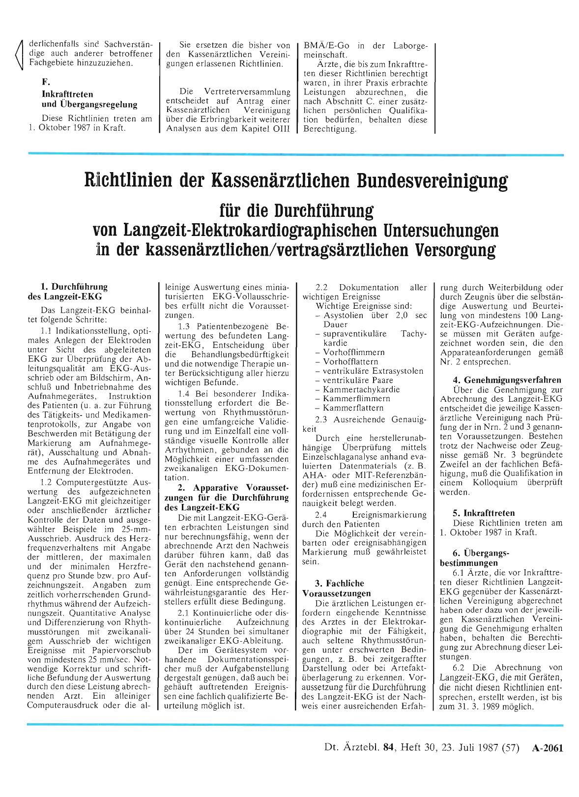 Vorschauseite 1: Richtlinien der Kassenärztlichen Bundesvereinigung für die Durchführung von Langzeit-Elektrokardiographischen Untersuchungen in der kassenärztlichen/vertragsärztlichen Versorgung