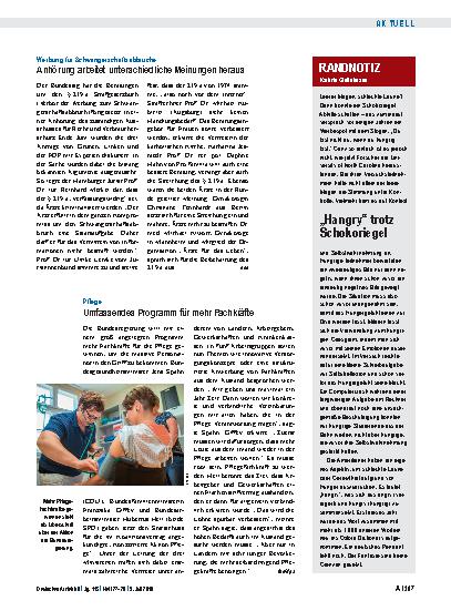 Vorschauseite 1: Pflege: Umfassendes Programm für mehr Fachkräfte