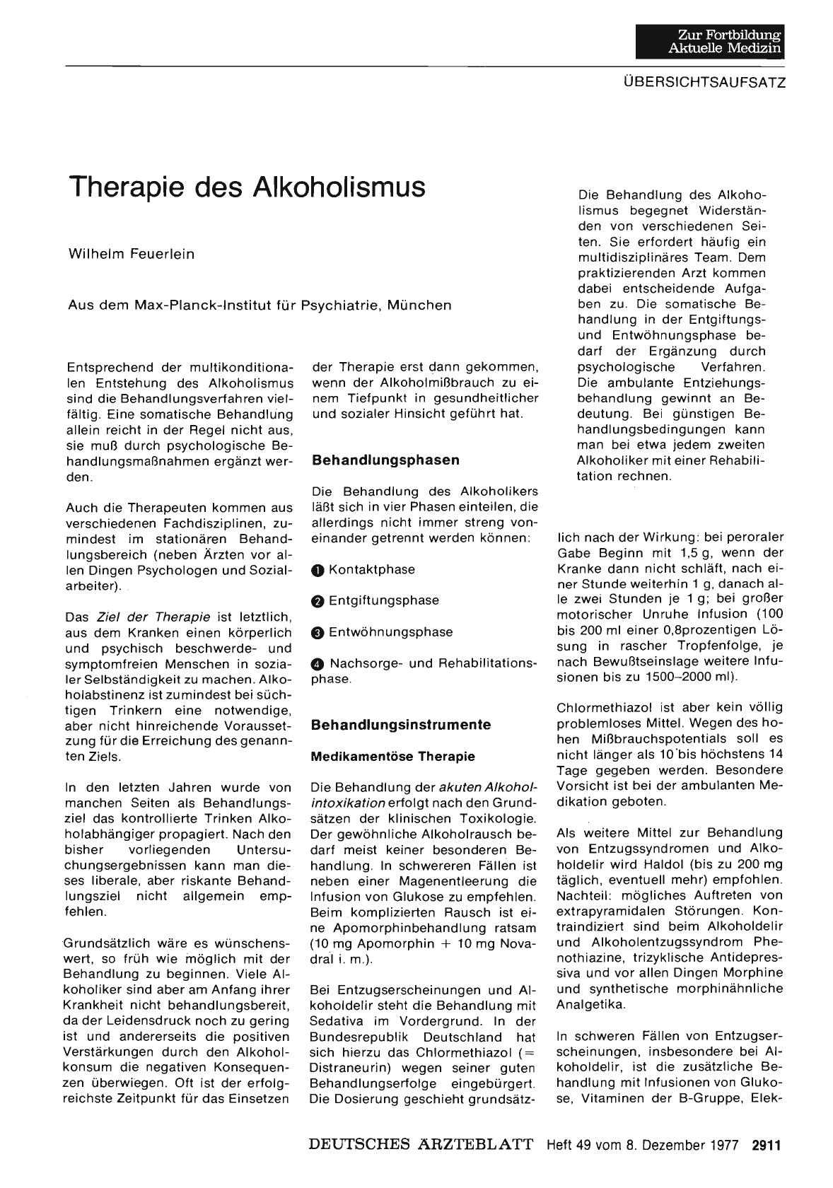 Vorschauseite 1: Therapie des Alkoholismus