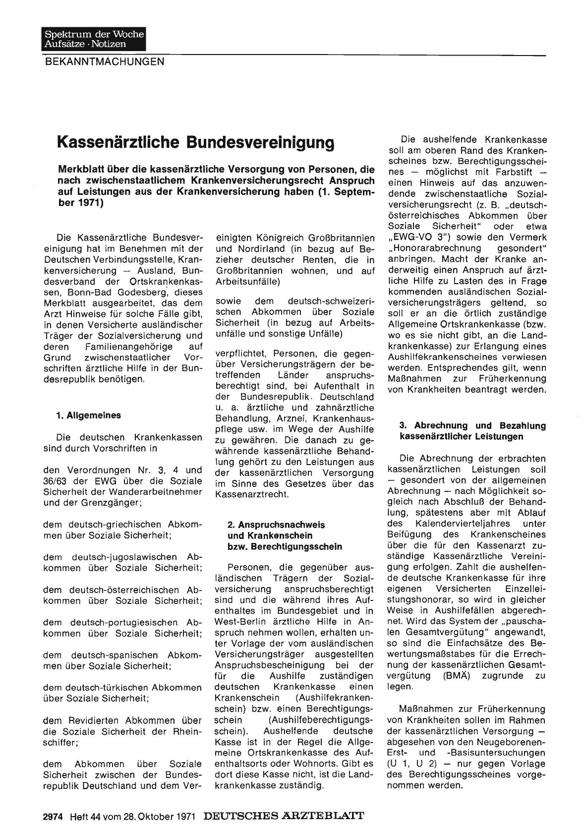 Vorschauseite 1: Kassenärztliche Bundesvereinigung: Merkblatt über kassenärztliche Versorgung auf Grund zwischenstaatlichen Krankenversicherungsrechts