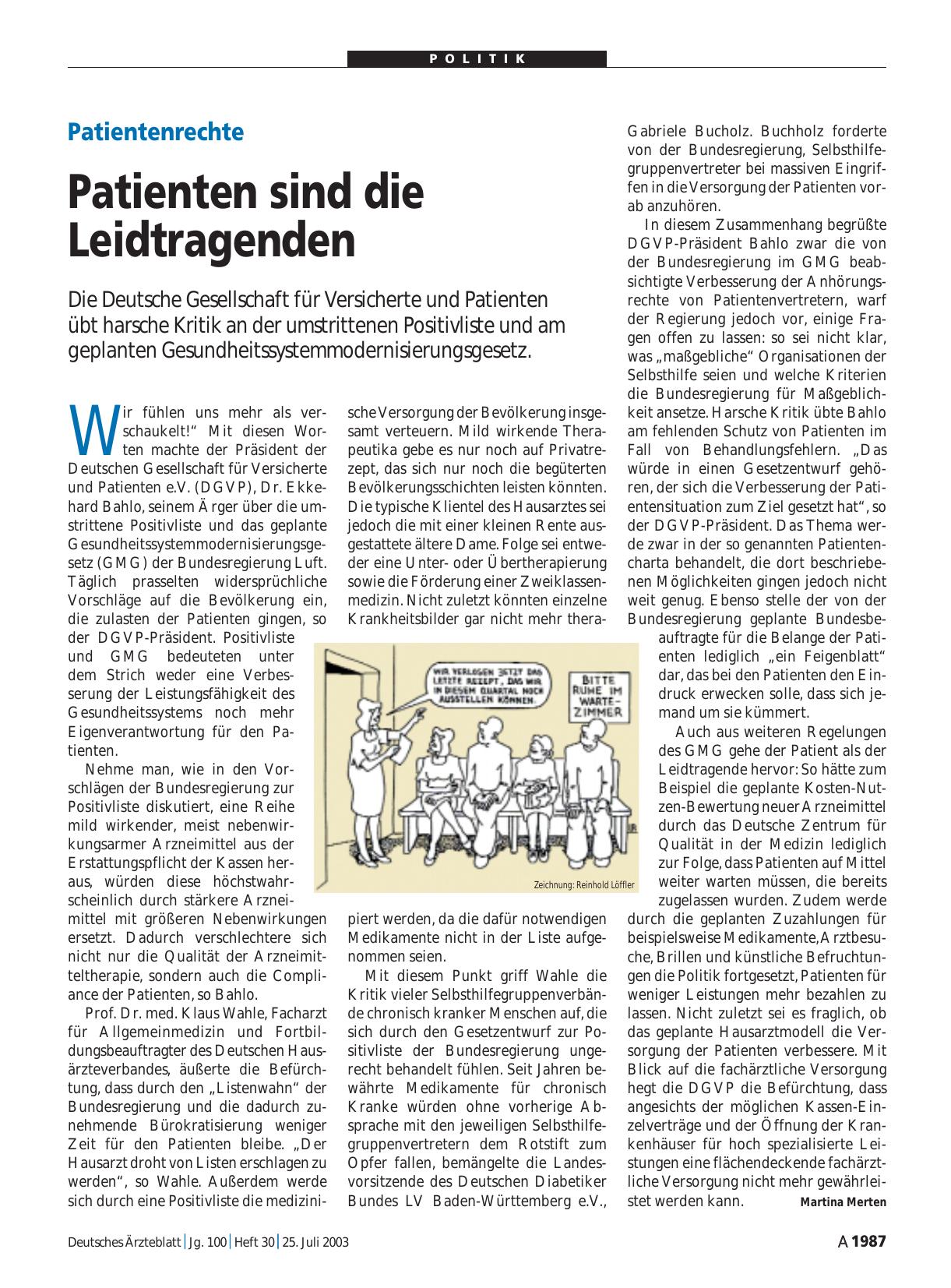 Vorschauseite 1: Patientenrechte: Patienten sind die Leidtragenden