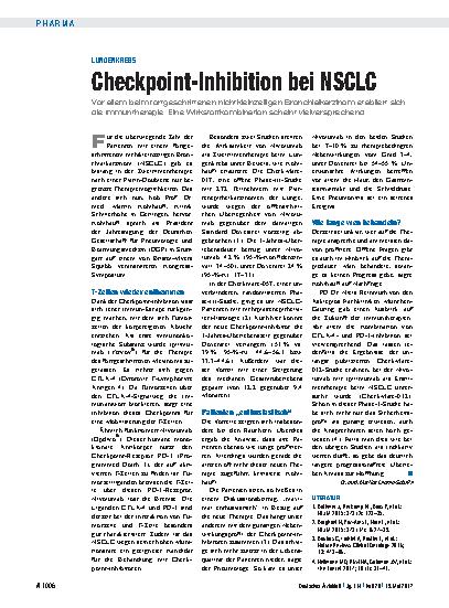 Vorschauseite 1: Lungenkrebs: Checkpoint-Inhibition bei NSCLC