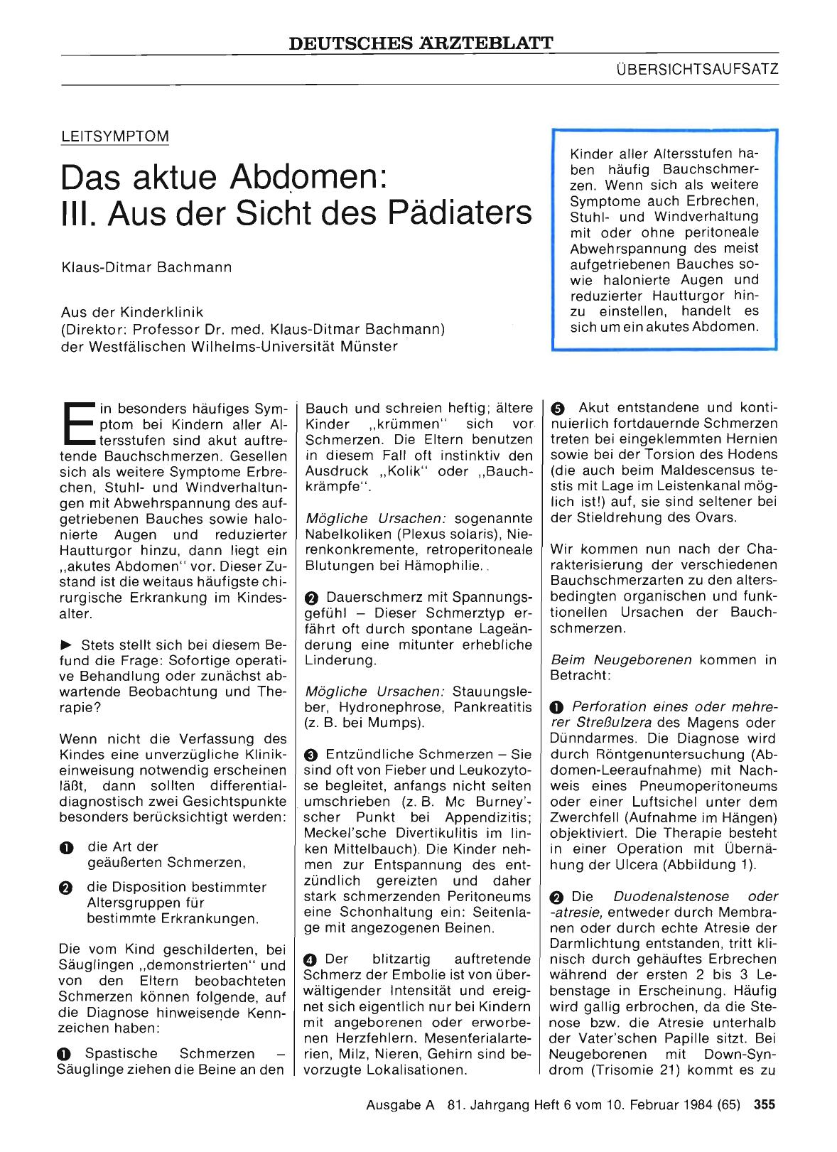Vorschauseite 1: Das aktue Abdomen: II I. Aus der Sicht des Pädiaters