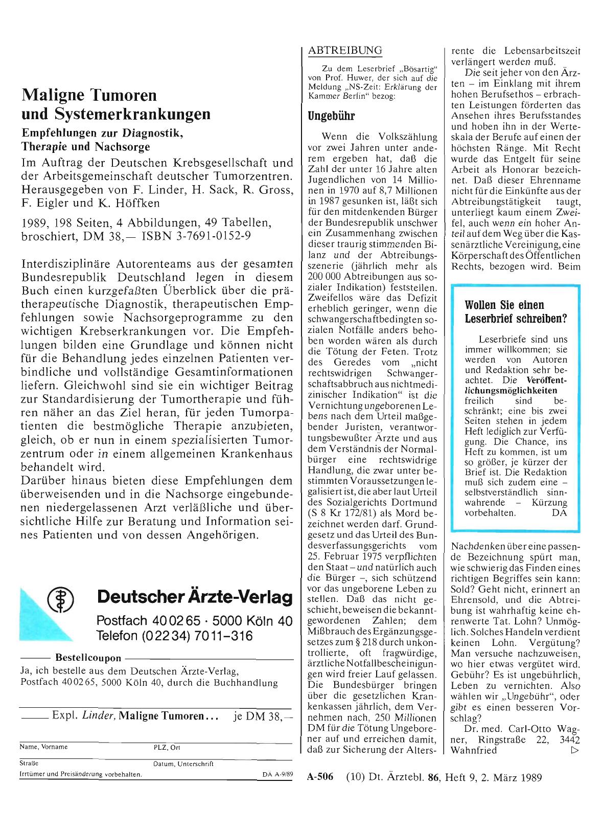 Vorschauseite 1: ABTREIBUNG: Ungebühr