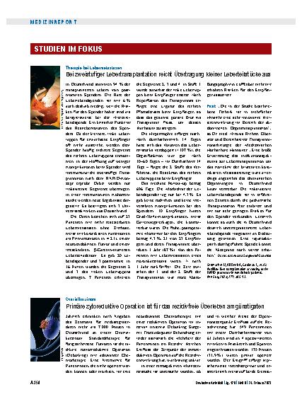 Vorschauseite 1: Ovarialkarzinom: Primäre zytoreduktive Operation ist für das rezidivfreie Überleben am günstigsten.