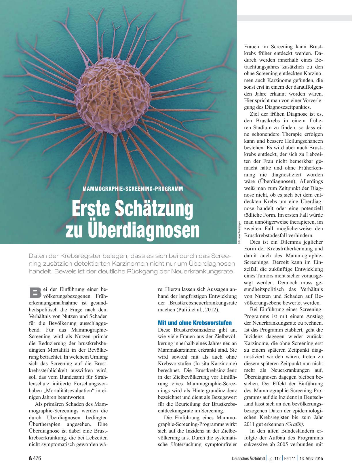 Vorschauseite 1: Mammographie-Screening-Programm: Erste Schätzung zu Überdiagnosen