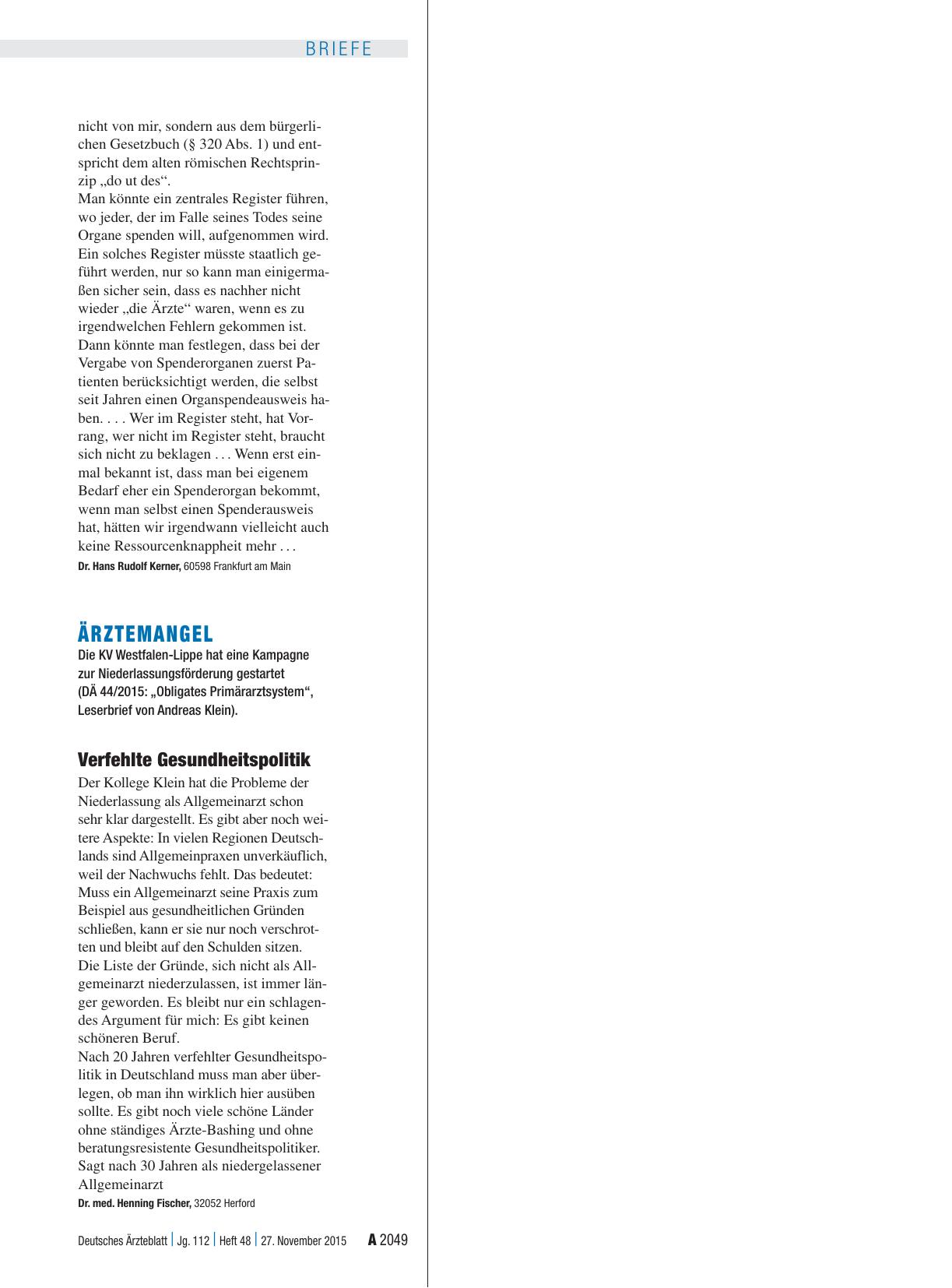 Vorschauseite 1: Ärztemangel: Verfehlte Gesundheitspolitik